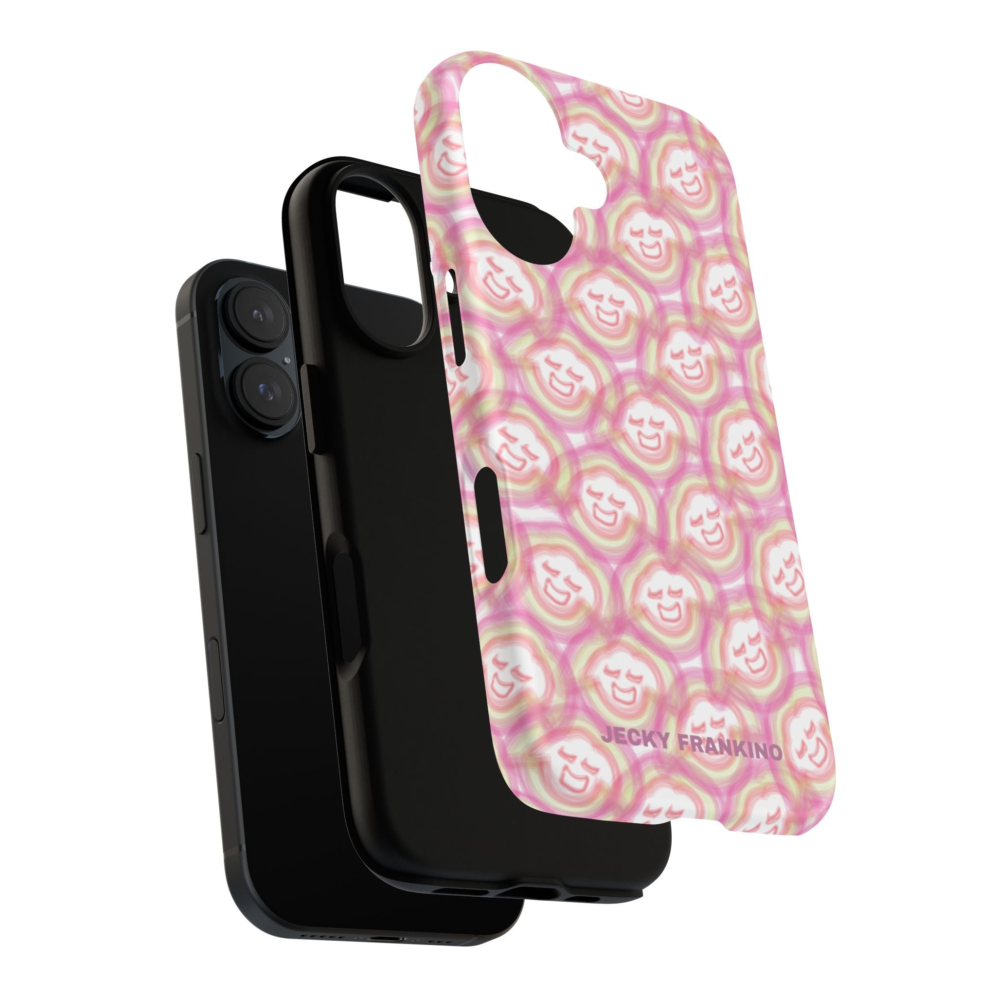 Pink Smiley JF Pattern Phone Case | Cute Repeating Emoji Design
