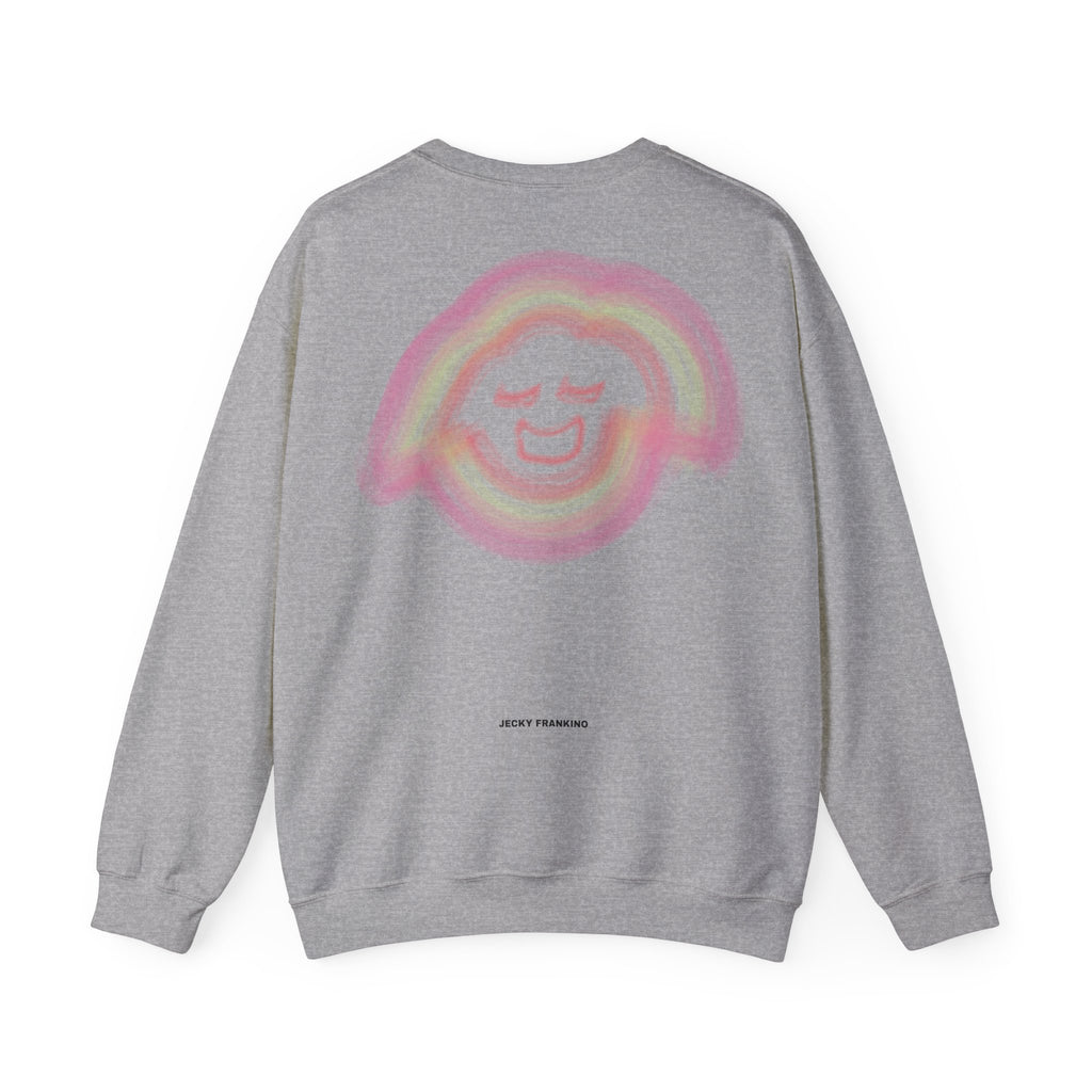 Pastel Smiley Rainbow Crewneck Sweatshirt | Soft Cloud Face Design