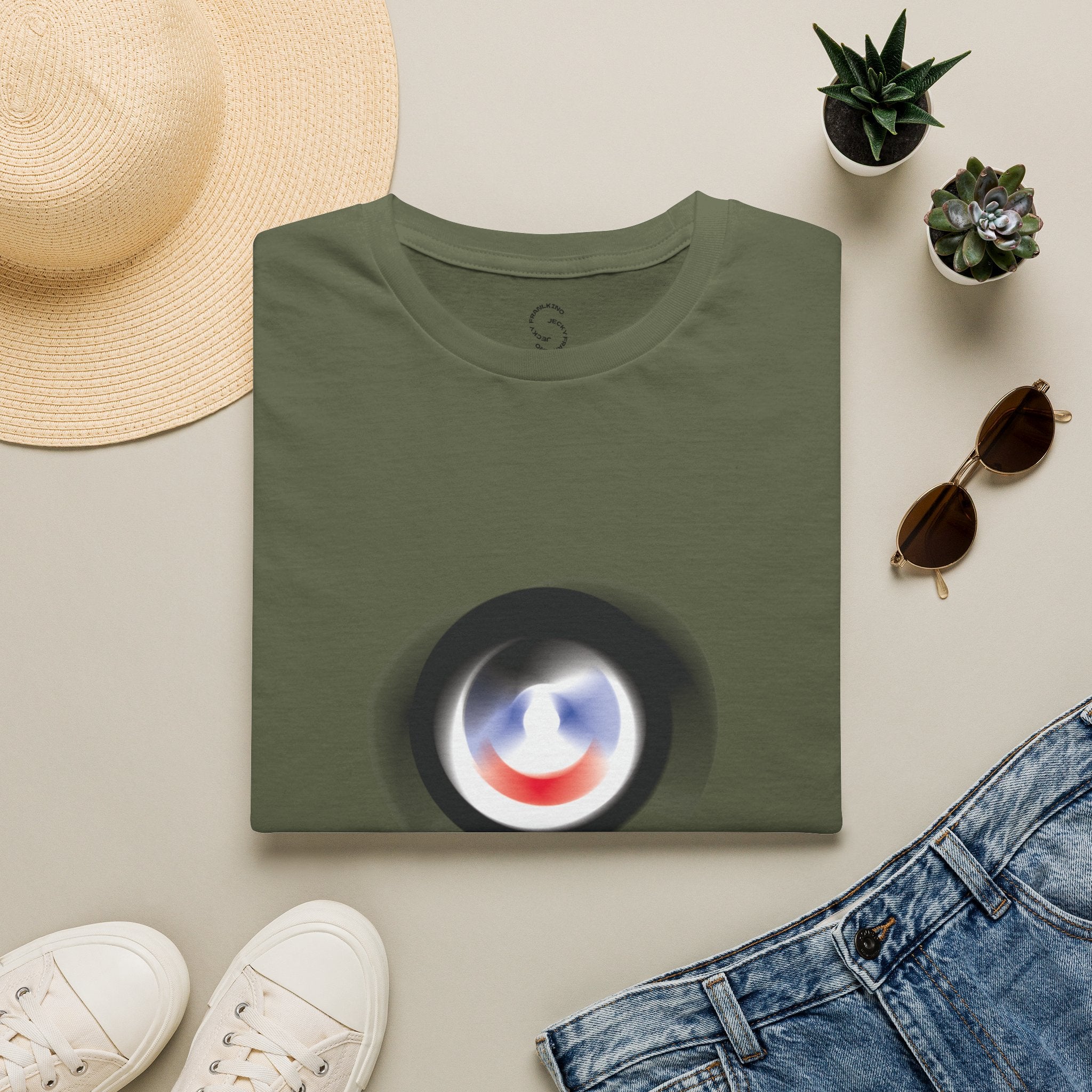 Abstract Color Swirl T-Shirt | Minimal Lens Circle Graphic