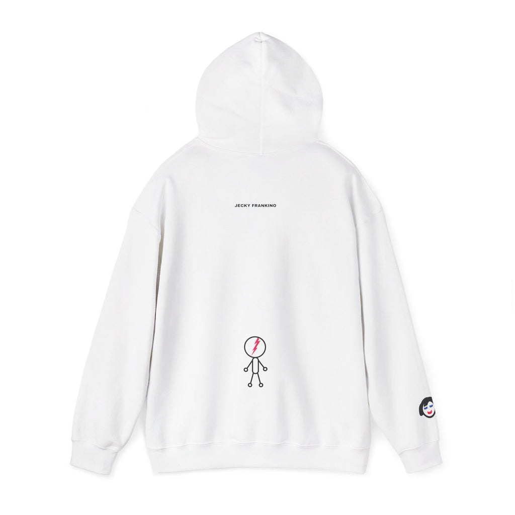 Smiling Rainbow Face JECKY FRANKINO Hoodie | Minimal Pastel Graphic Sweatshirt
