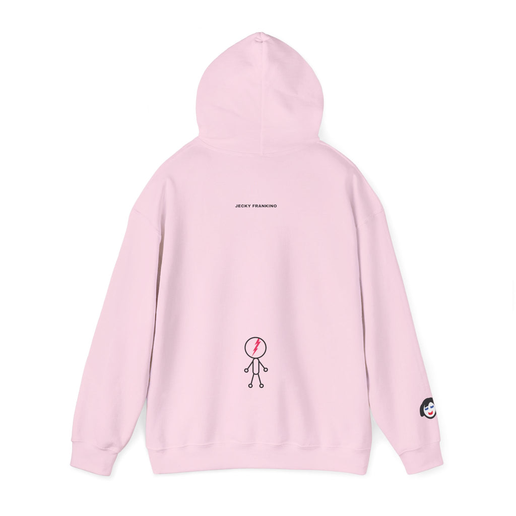 Smiling Rainbow Face JECKY FRANKINO Hoodie | Minimal Pastel Graphic Sweatshirt