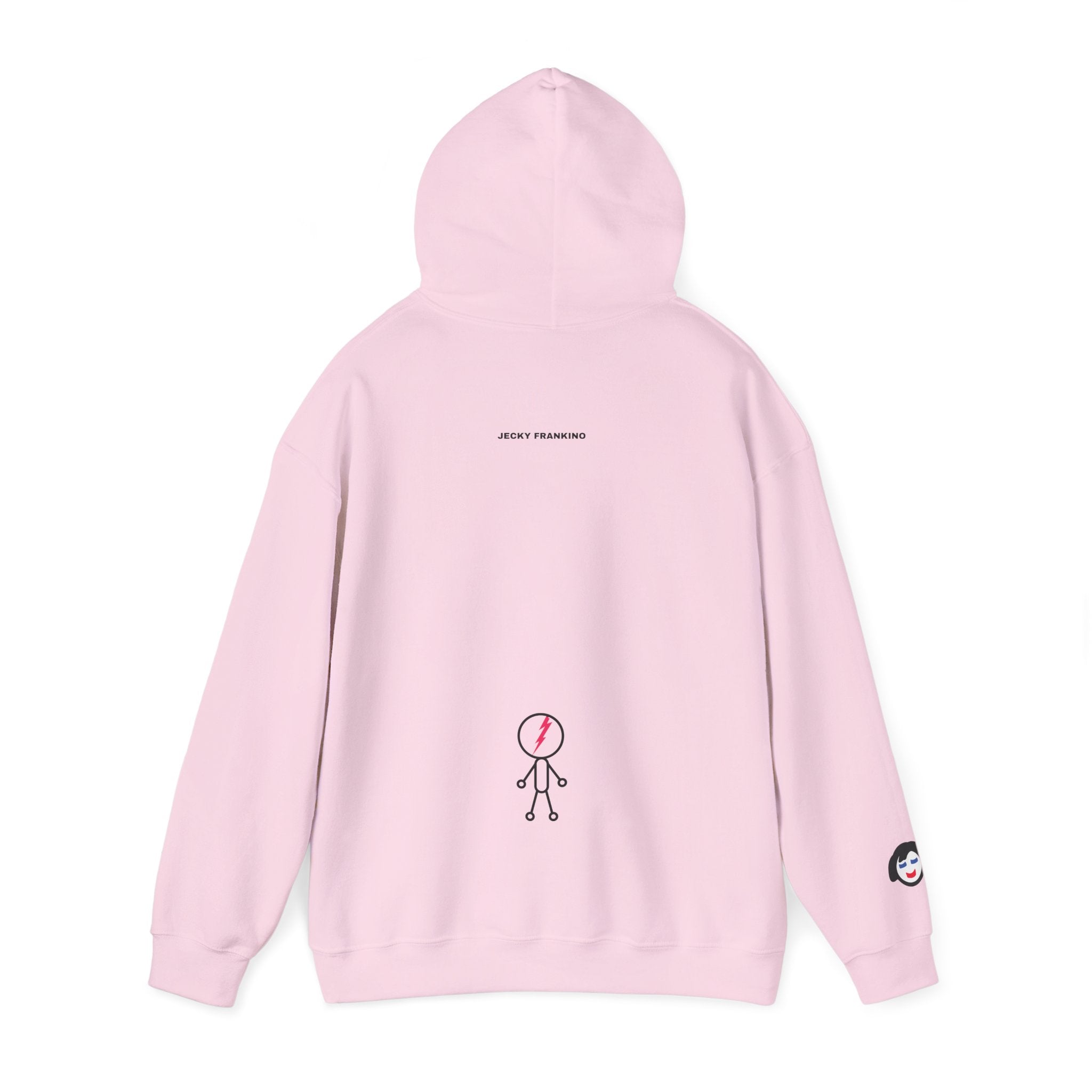 Smiling Rainbow Face JECKY FRANKINO Hoodie | Minimal Pastel Graphic Sweatshirt