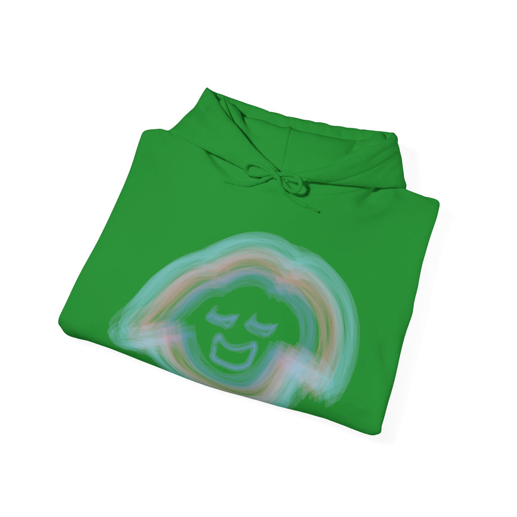 Smiling Rainbow Face JECKY FRANKINO Hoodie | Minimal Pastel Graphic Sweatshirt