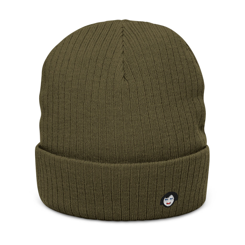 Tiny JECKY Face Beanie | Ribbed Knit Embroidered Hat