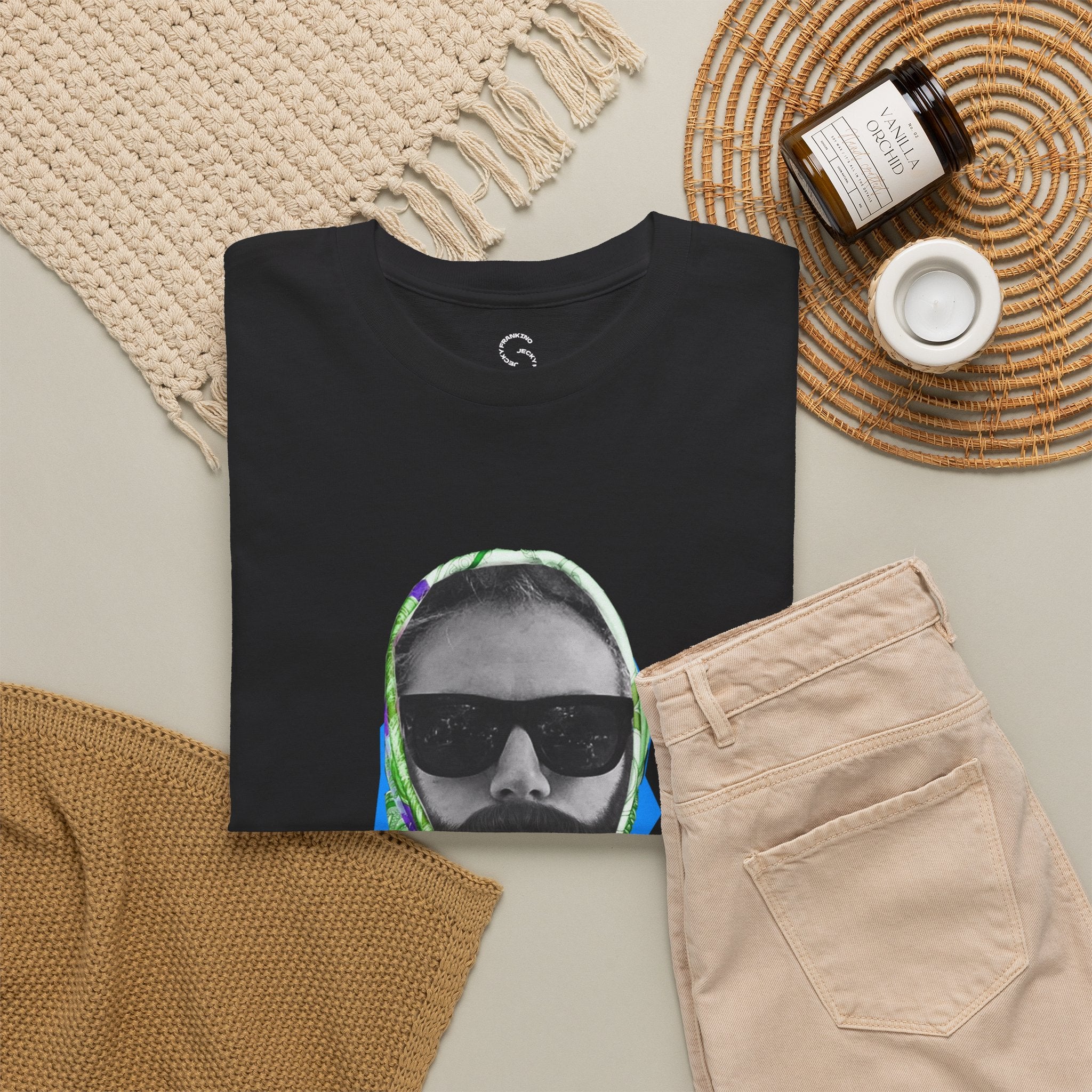 JECKY FOULARD  Man  T-Shirt | Retro Portrait, Sunglasses, Vaporwave Accent