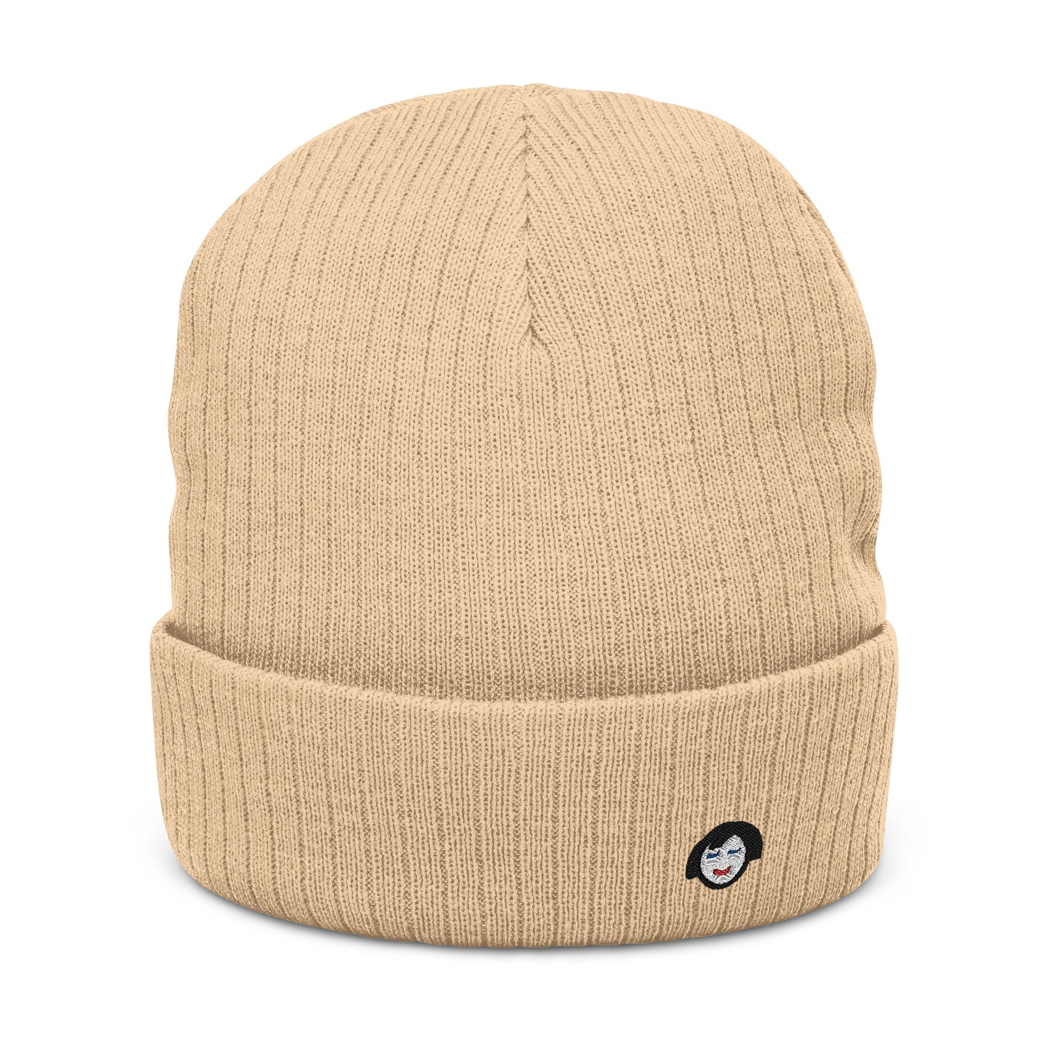 Tiny JECKY Face Beanie | Ribbed Knit Embroidered Hat