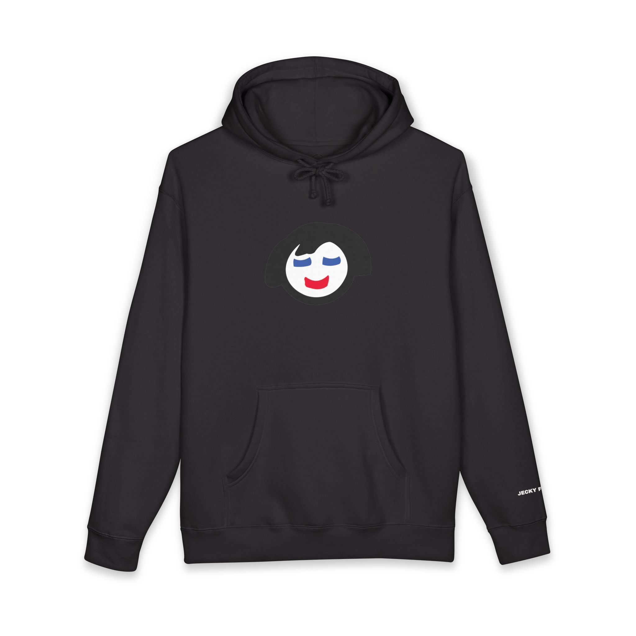 Smiling Face Graphic Hoodie | Minimal Portrait, White Hooded Sweatshirt
