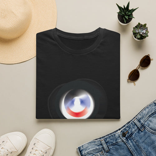 Abstract Color Swirl T-Shirt | Minimal Lens Circle Graphic