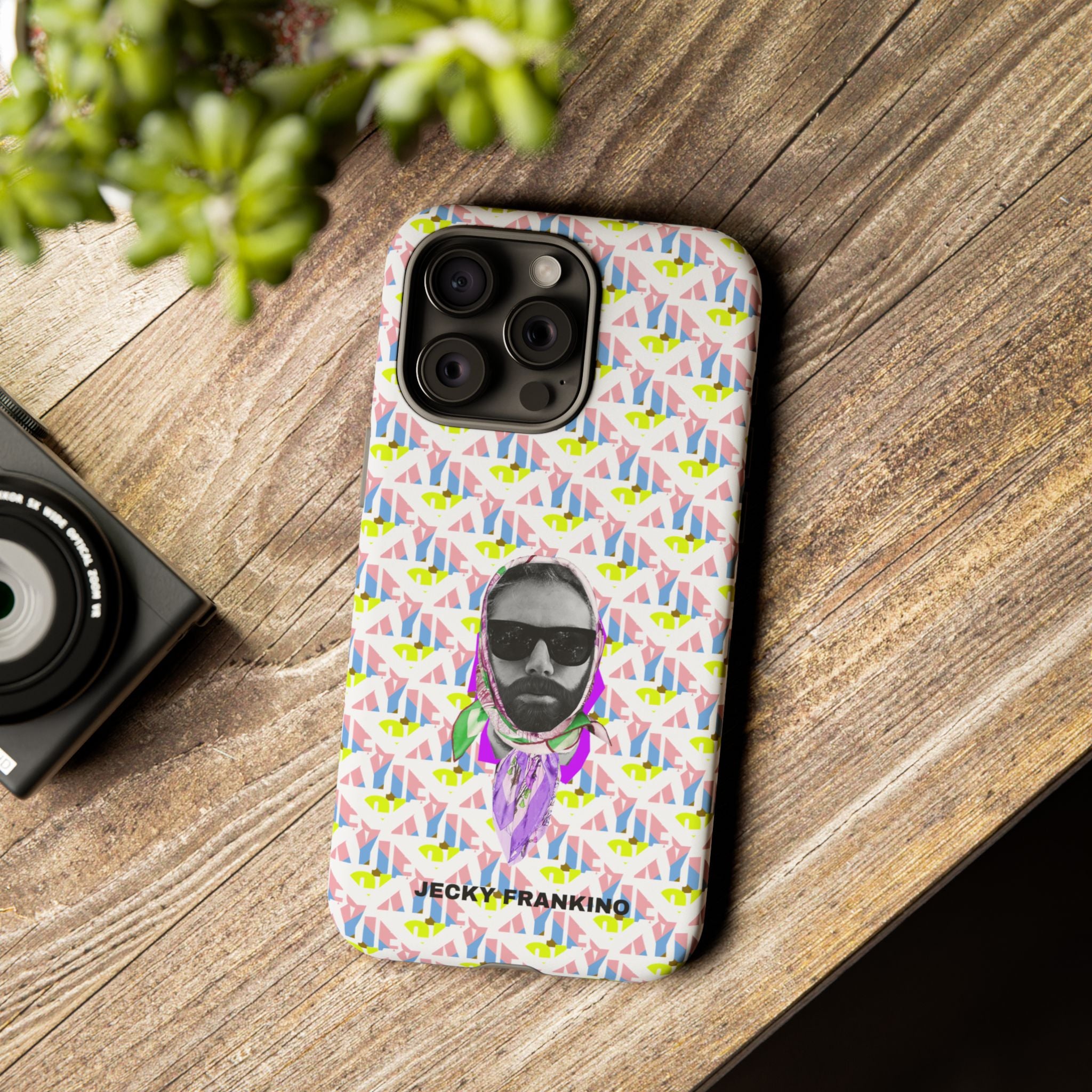 JECKY Retro Geometric Pattern with Sunglass Portrait Phone Case | Tough Cases