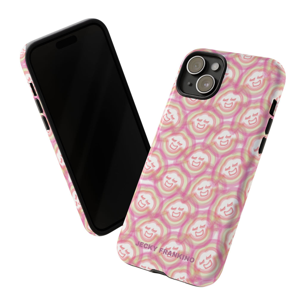 Pink Smiley JF Pattern Phone Case | Cute Repeating Emoji Design