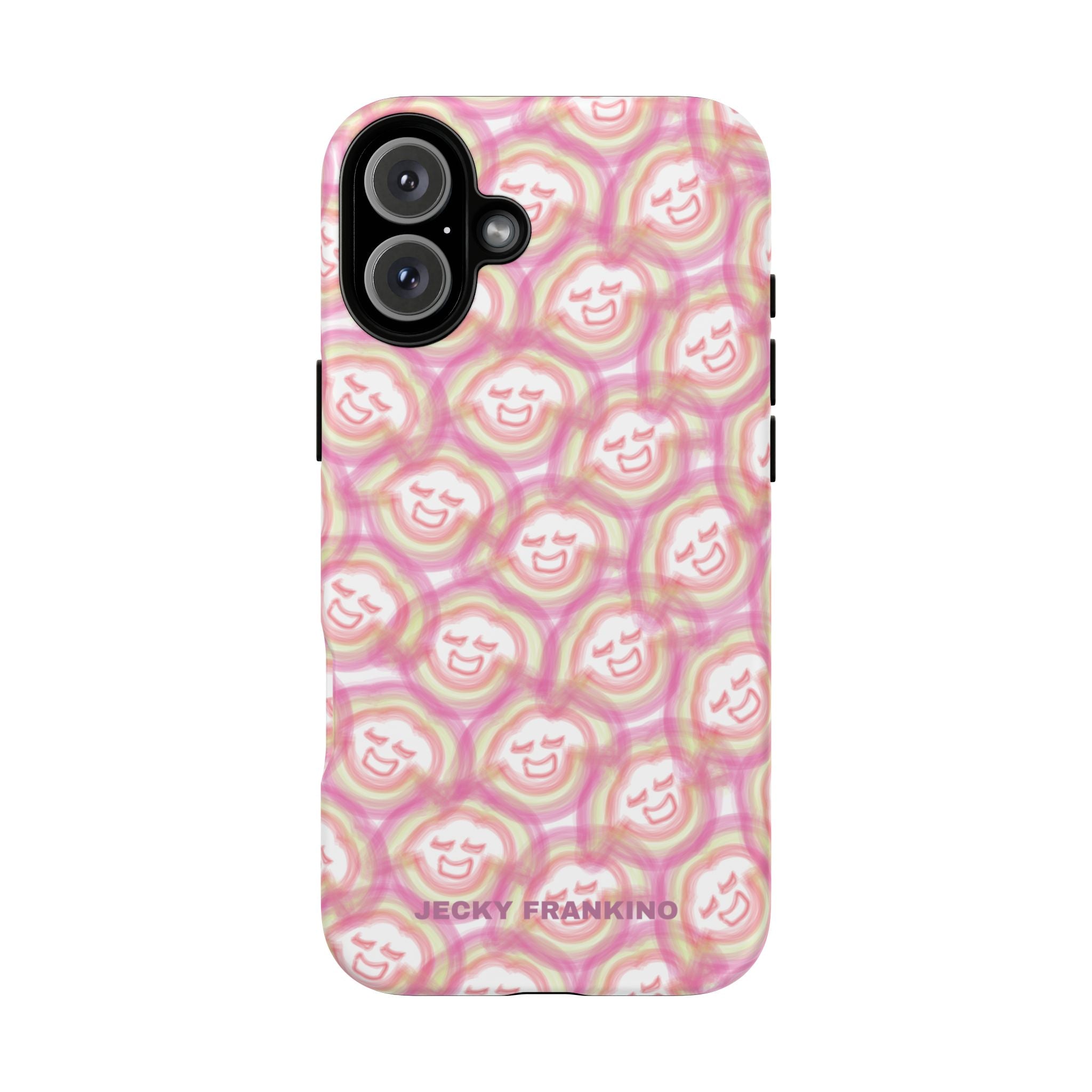 Pink Smiley JF Pattern Phone Case | Cute Repeating Emoji Design