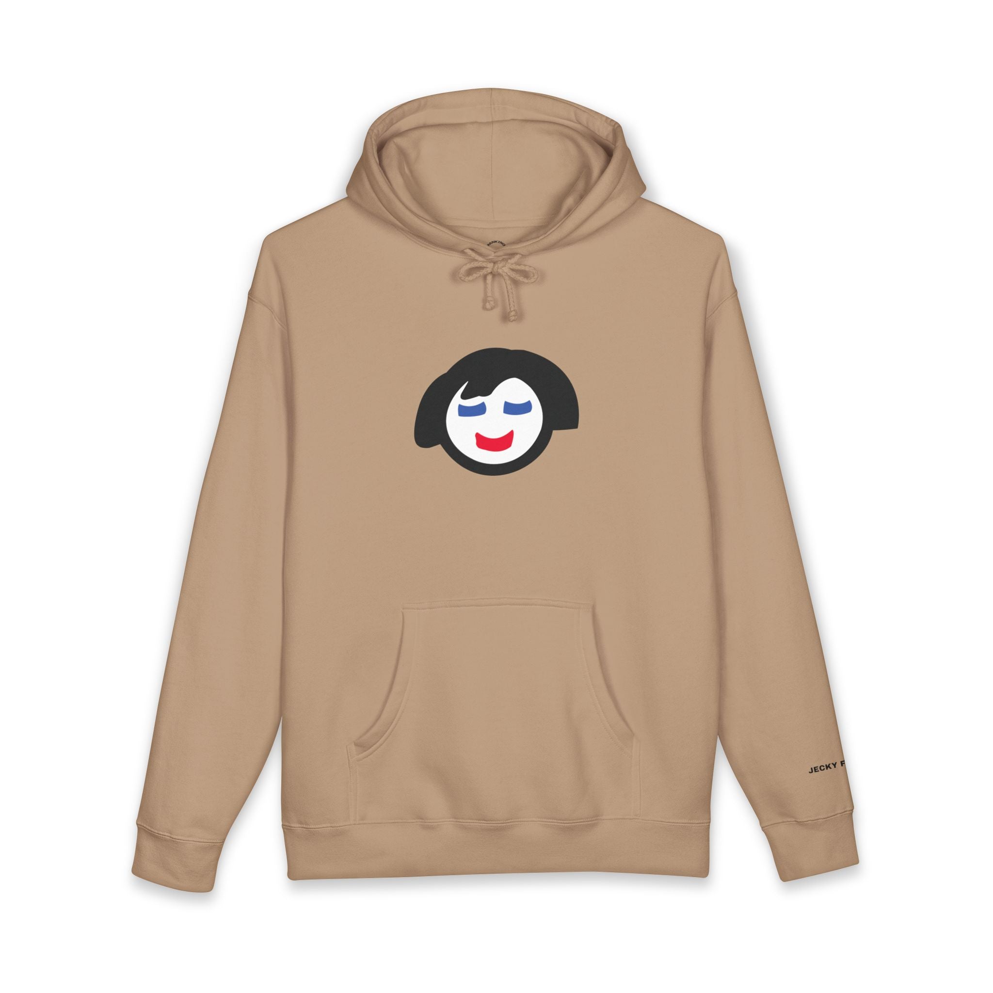 Smiling Face Graphic Hoodie | Minimal Portrait, White Hooded Sweatshirt