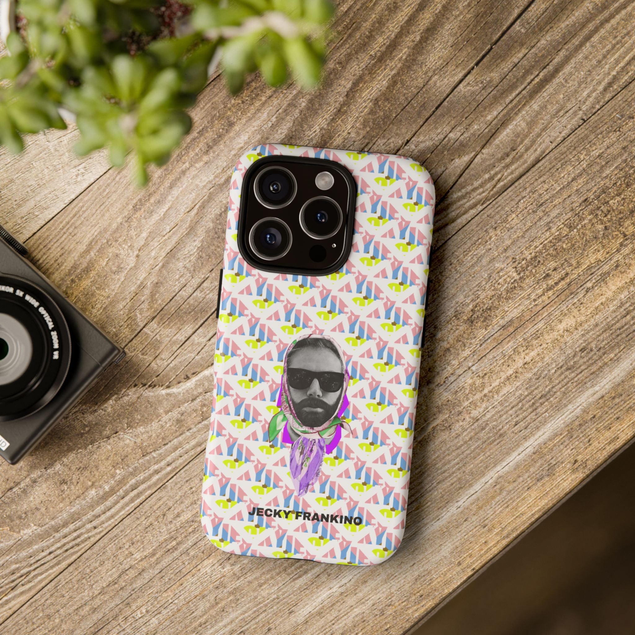 JECKY Retro Geometric Pattern with Sunglass Portrait Phone Case | Tough Cases