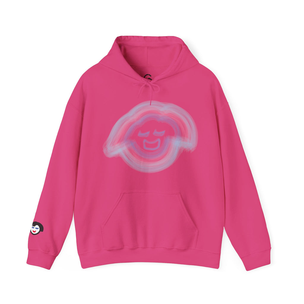 Smiling Rainbow Face JECKY FRANKINO Hoodie | Minimal Pastel Graphic Sweatshirt