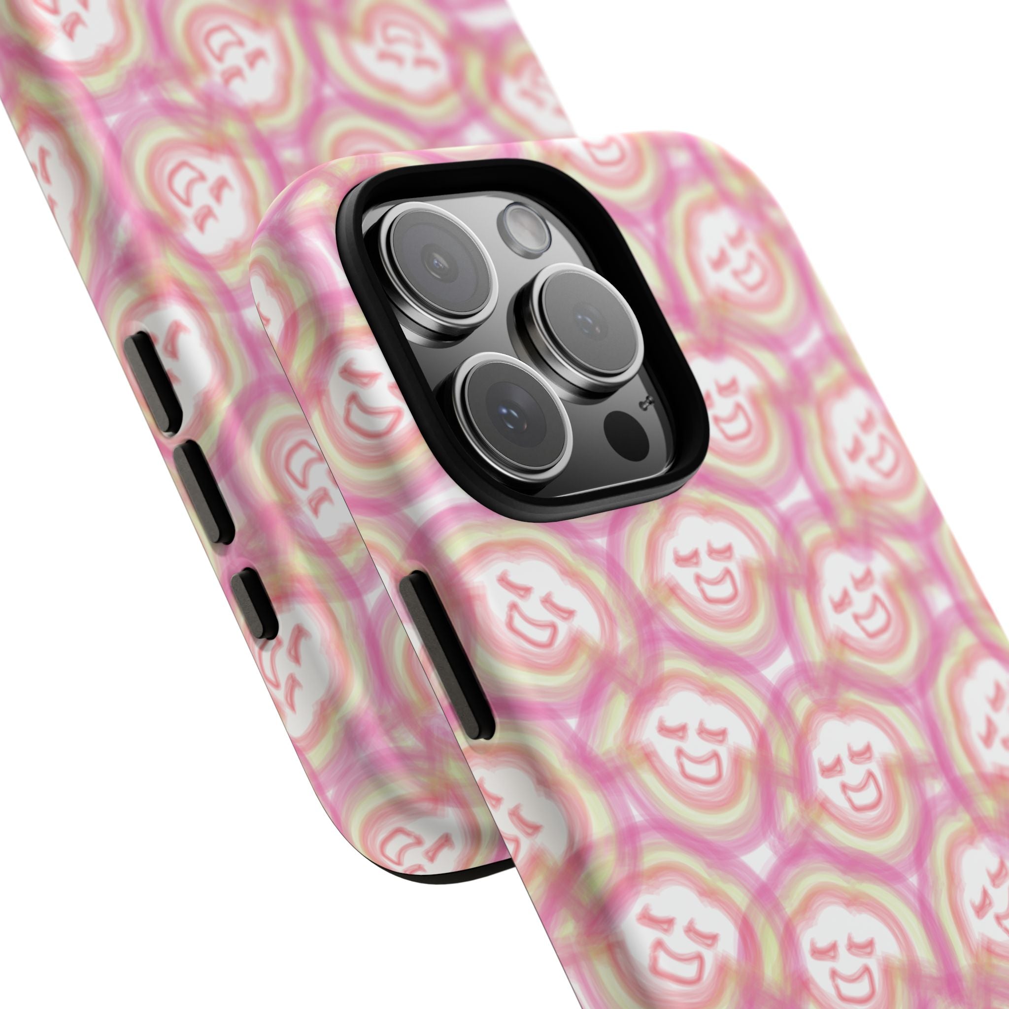 Pink Smiley JF Pattern Phone Case | Cute Repeating Emoji Design