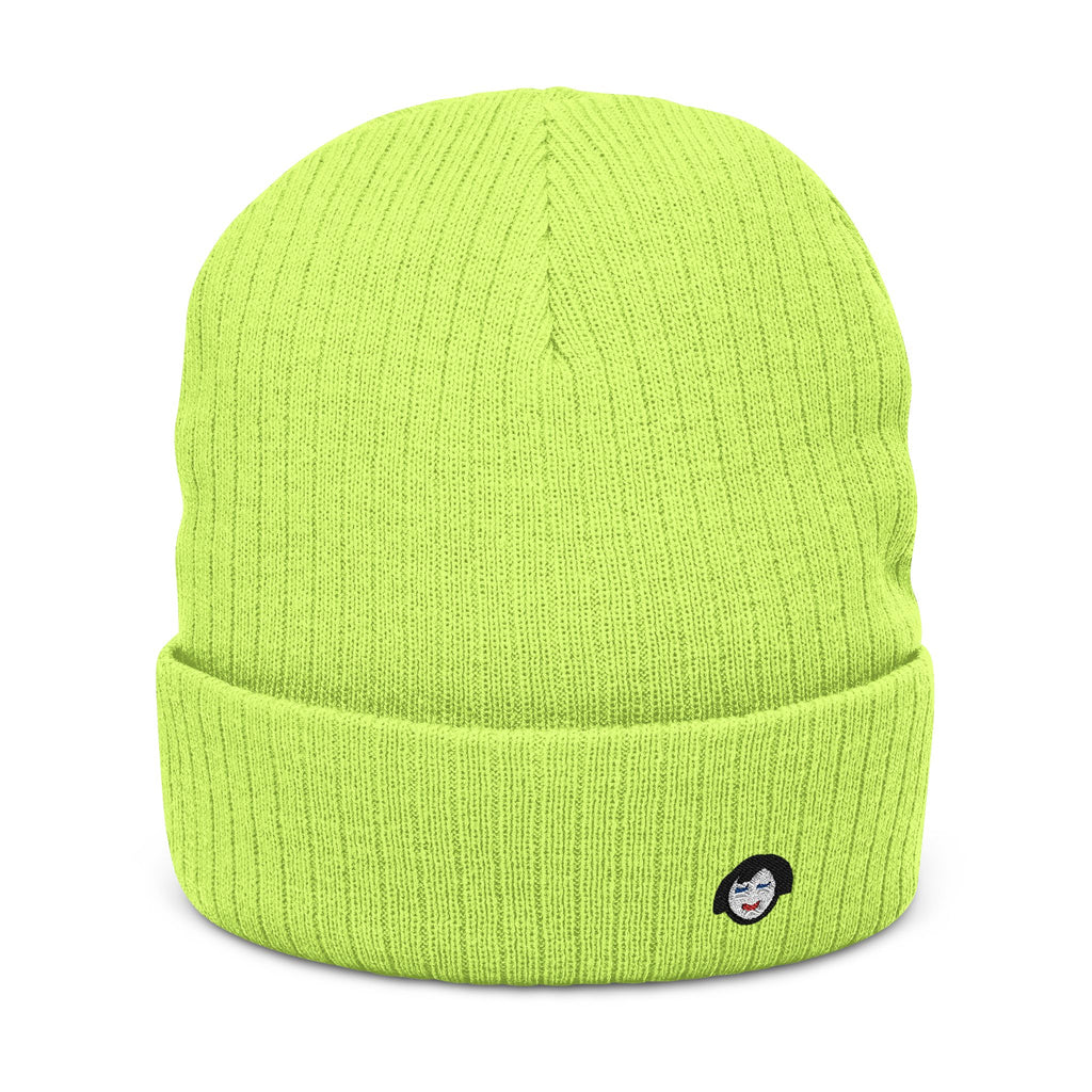Tiny JECKY Face Beanie | Ribbed Knit Embroidered Hat