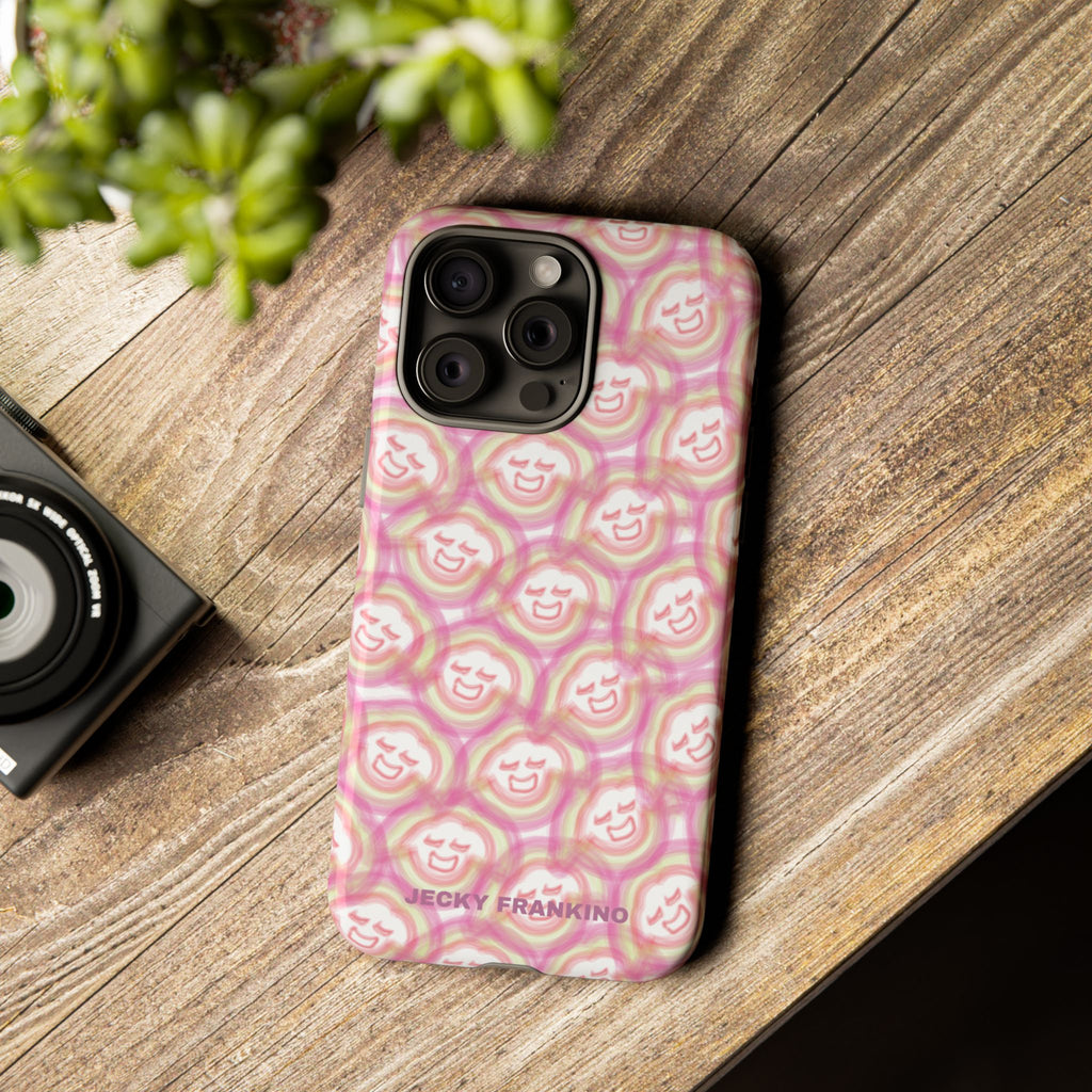 Pink Smiley JF Pattern Phone Case | Cute Repeating Emoji Design