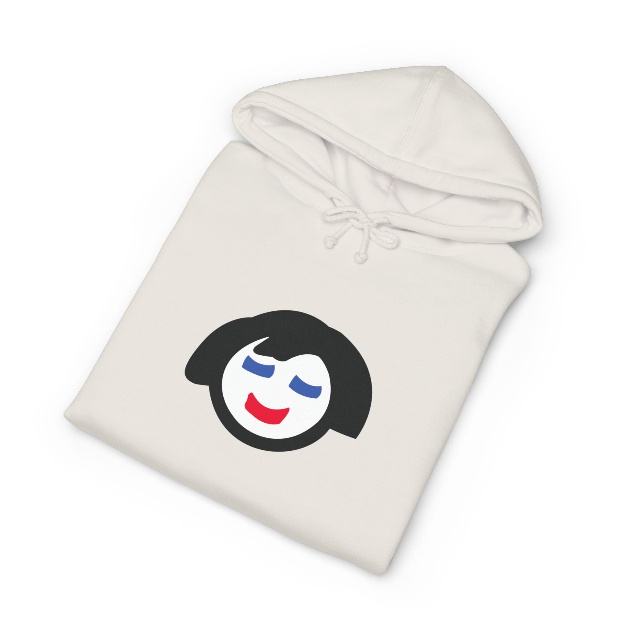 Smiling Face Graphic Hoodie | Minimal Portrait, White Hooded Sweatshirt