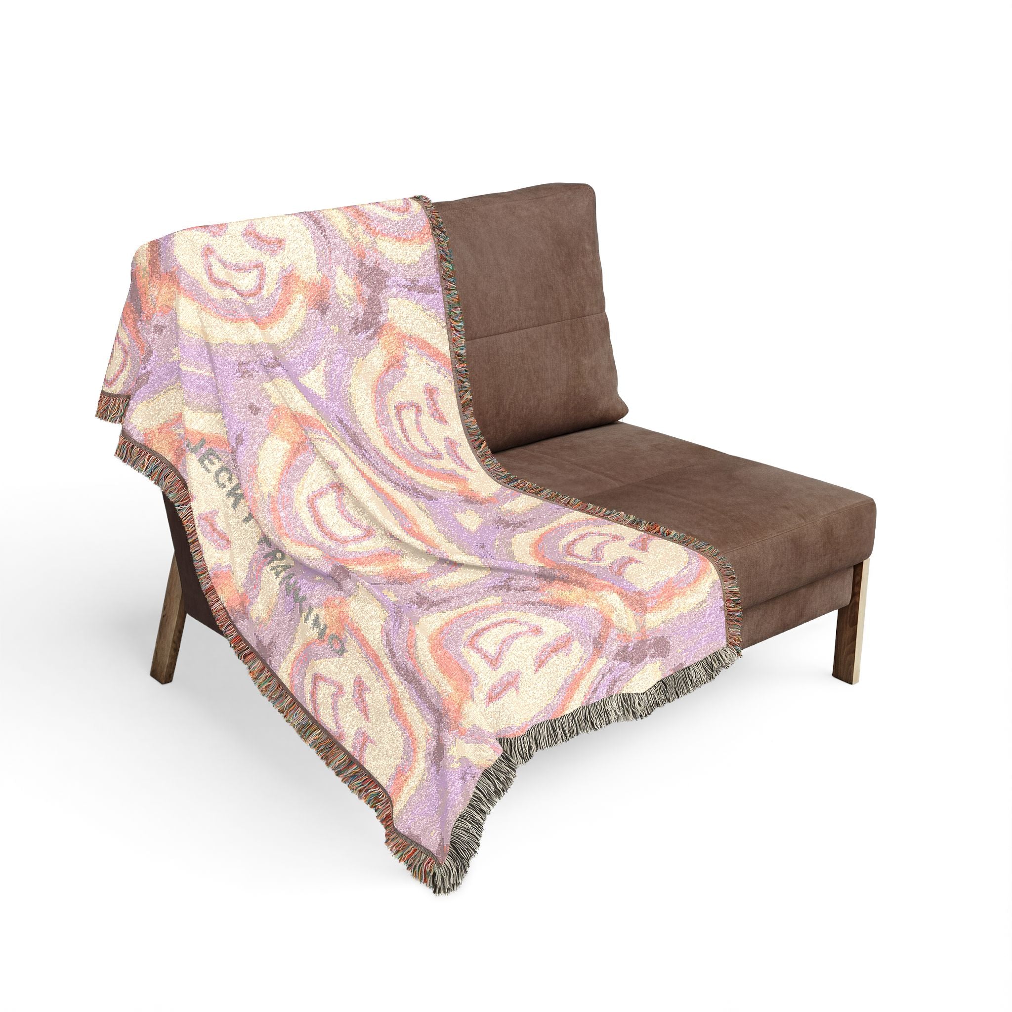 Smiling Face JF Pattern Woven Blanket | Pastel Abstract Smiley Throw