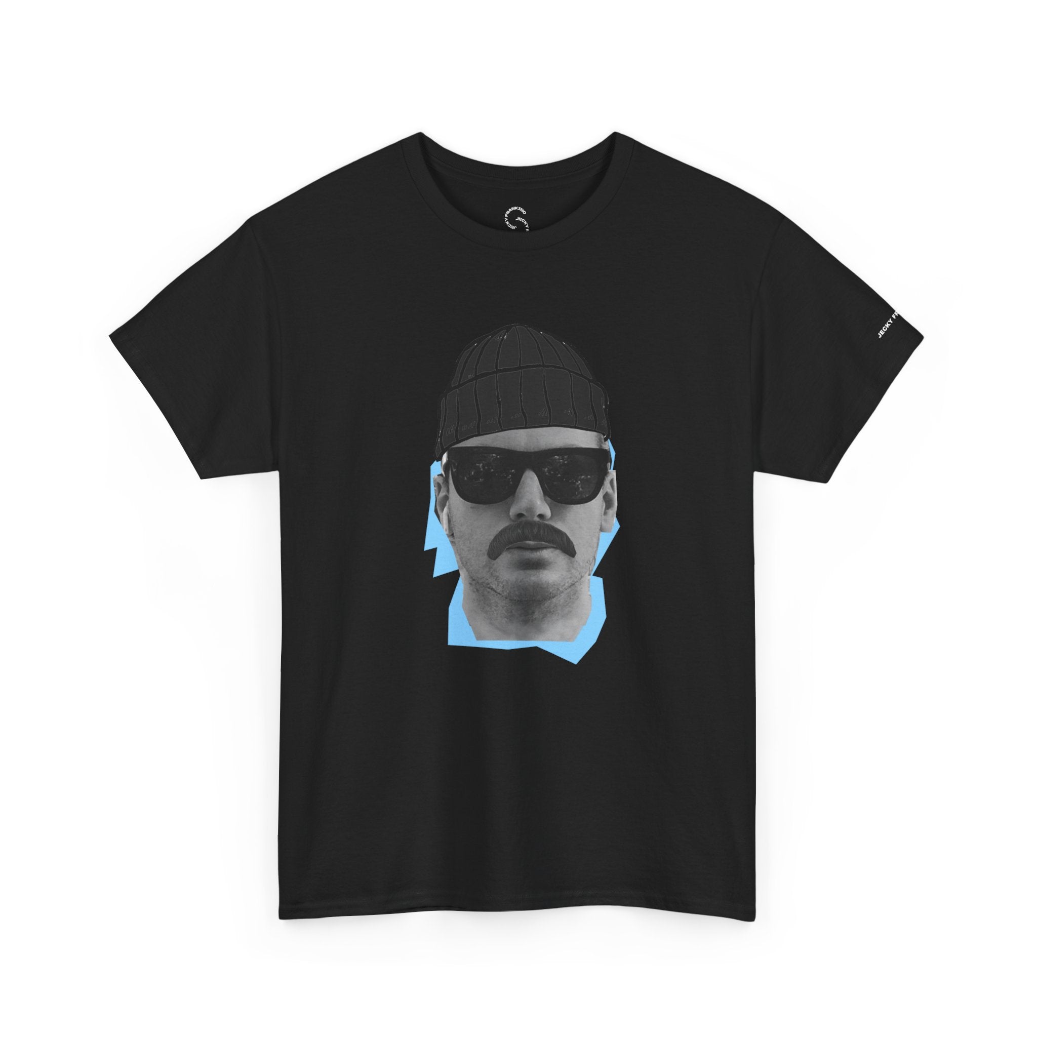JECKY BLACK Beanie  Man  T-Shirt | Retro Portrait, Sunglasses, Vaporwave Accent