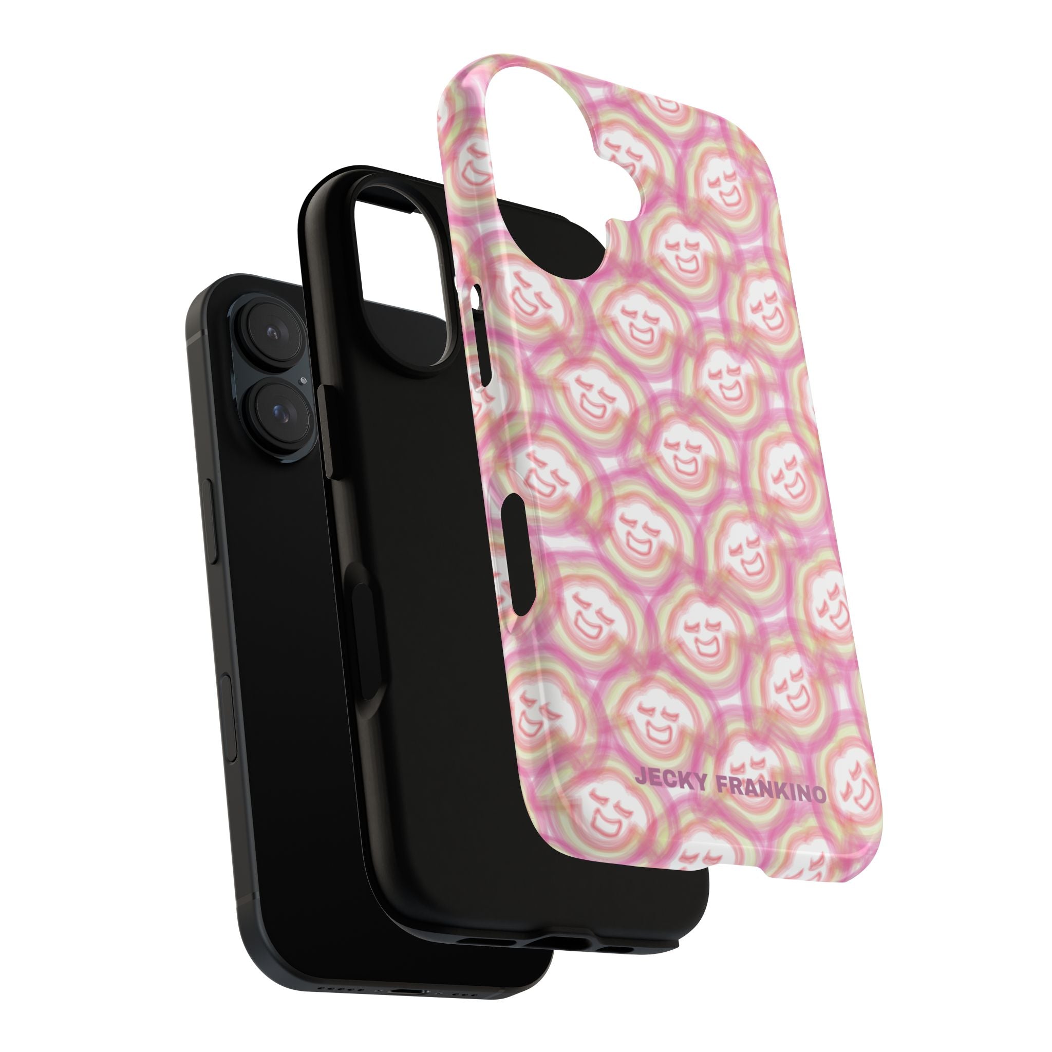 Pink Smiley JF Pattern Phone Case | Cute Repeating Emoji Design