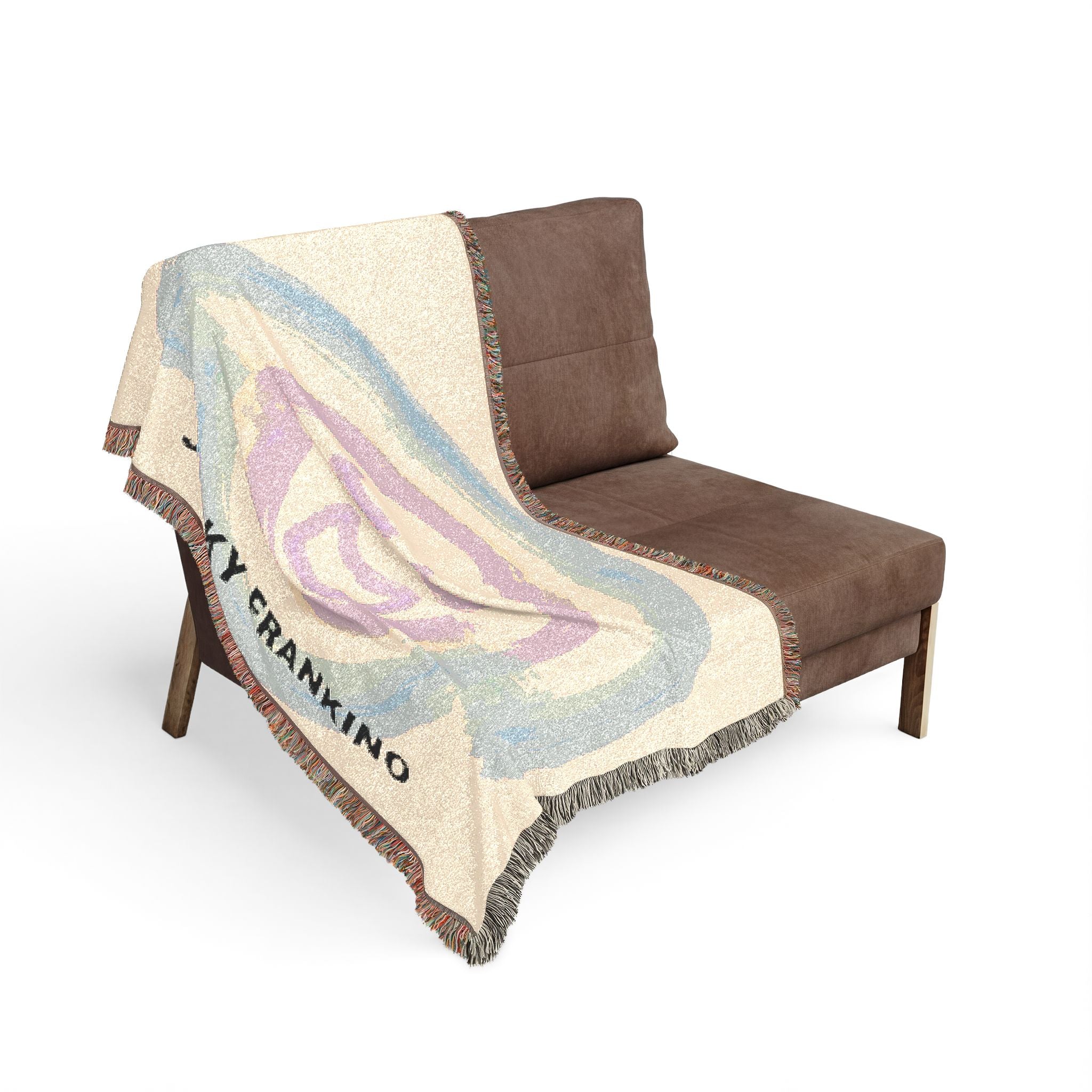 Smiling Rainbow Face Woven Blanket | Pastel Abstract Throw