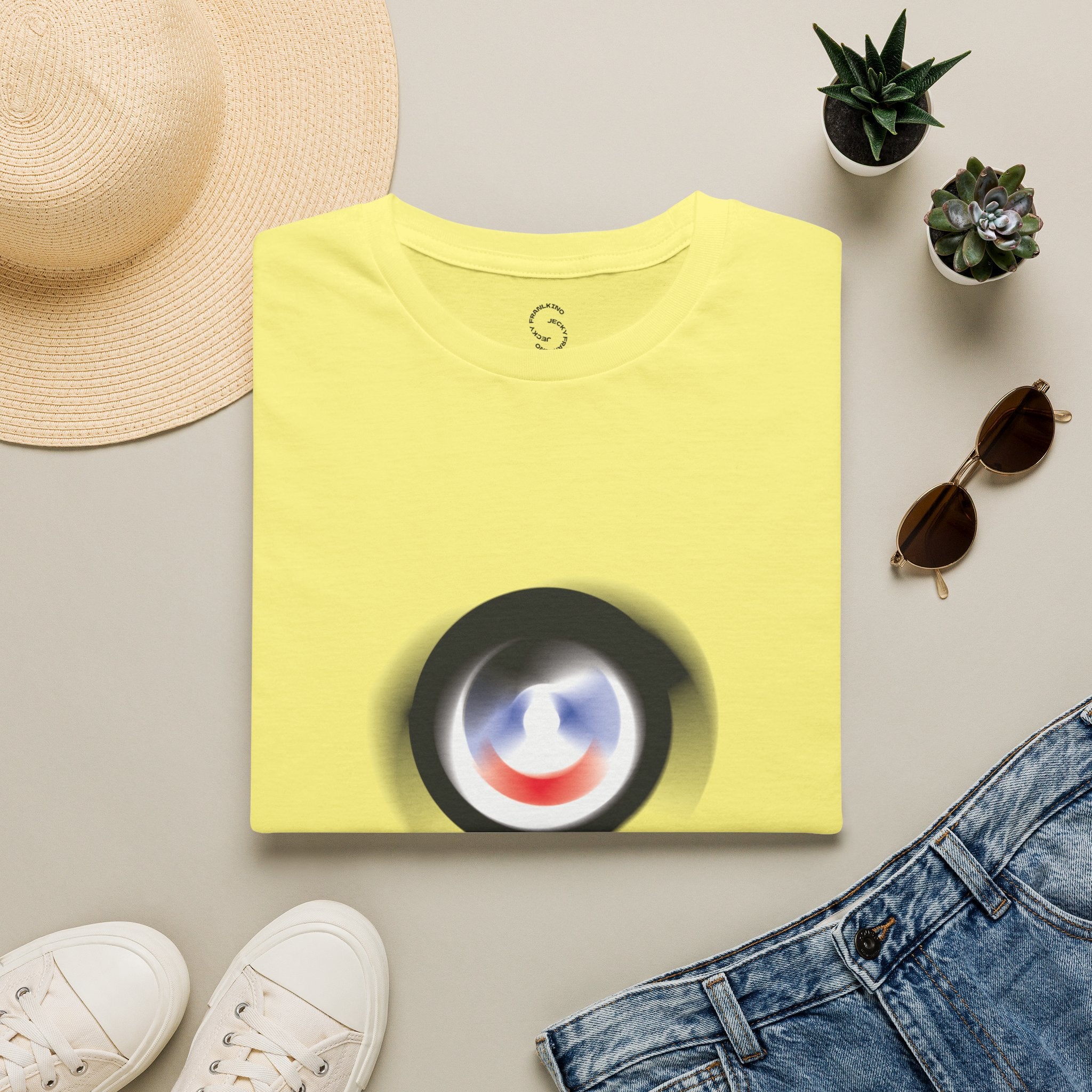 Abstract Color Swirl T-Shirt | Minimal Lens Circle Graphic