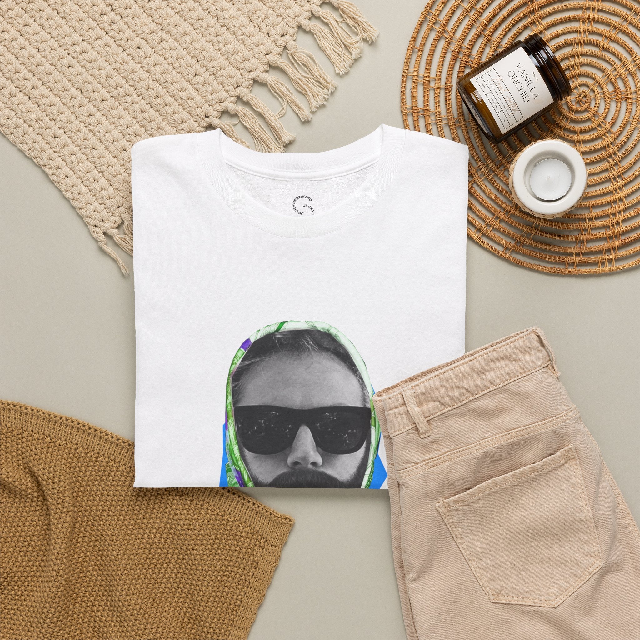 JECKY FOULARD  Man  T-Shirt | Retro Portrait, Sunglasses, Vaporwave Accent