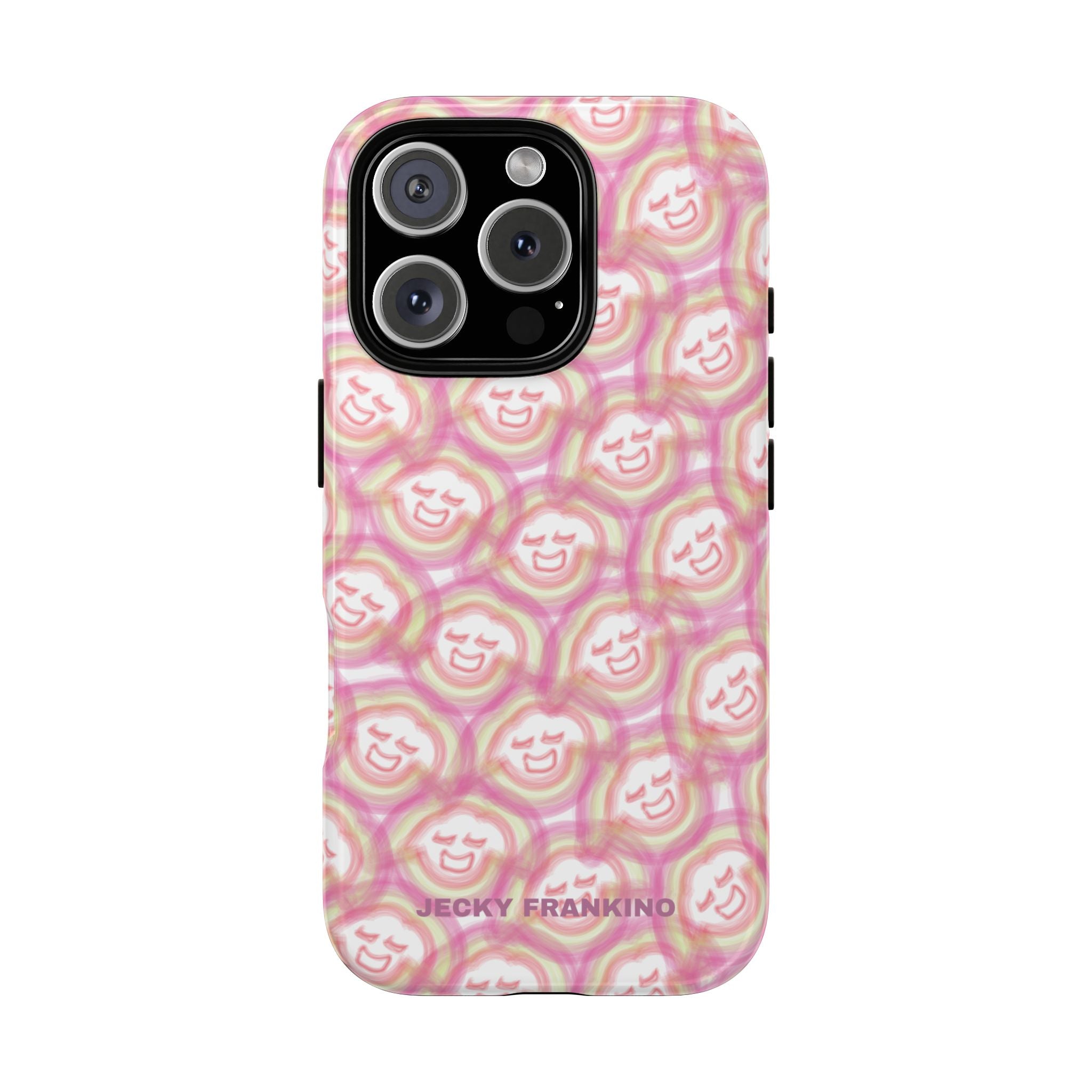 Pink Smiley JF Pattern Phone Case | Cute Repeating Emoji Design