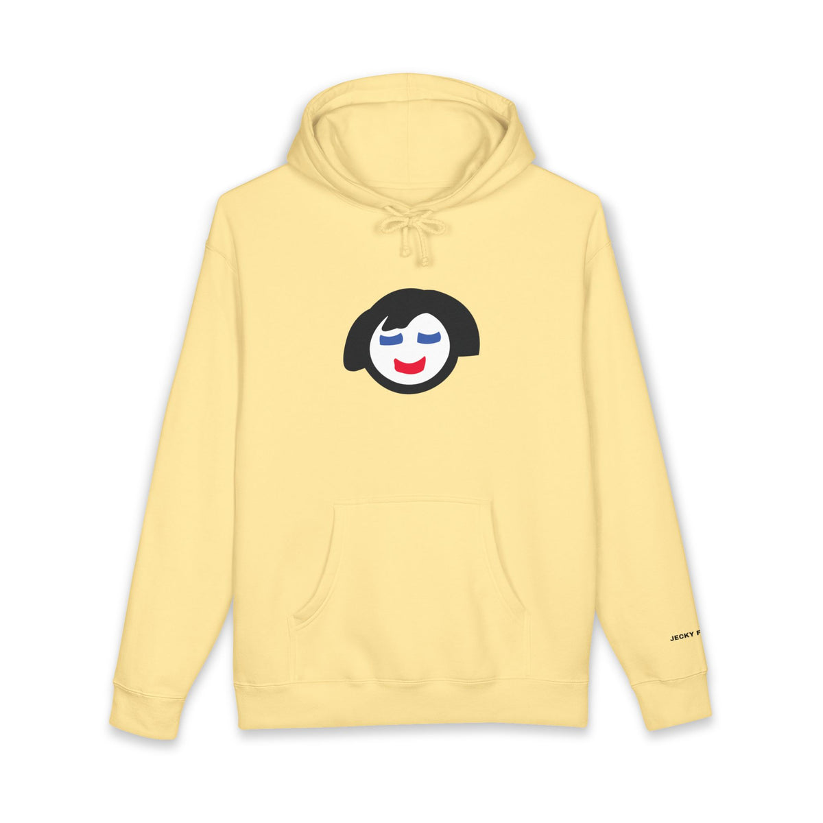 Smiling Face Graphic Hoodie | Minimal Portrait, White Hooded Sweatshirt