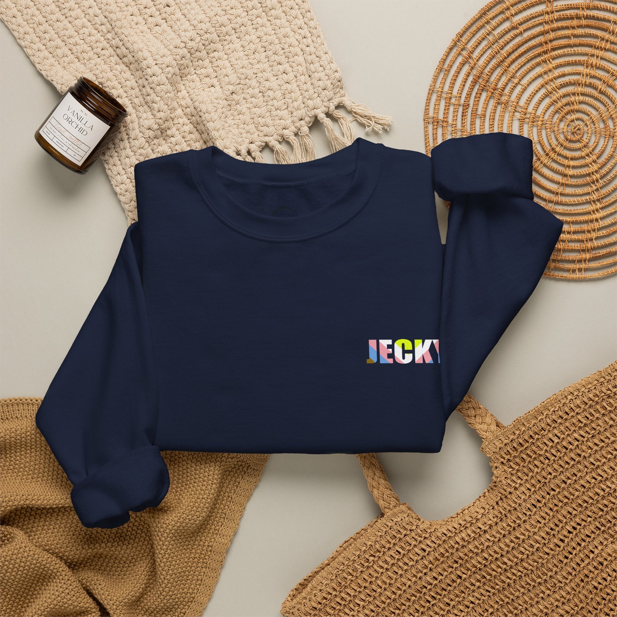 Pastel Smiley Rainbow Crewneck Sweatshirt | Soft Cloud Face Design