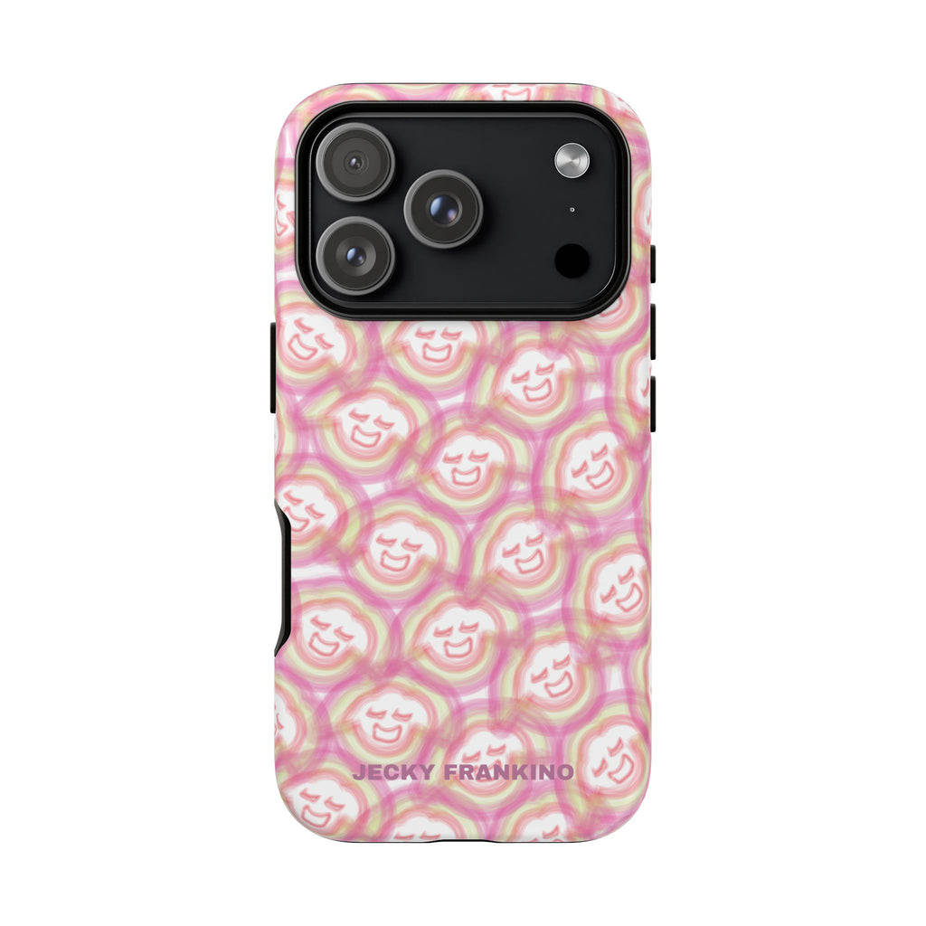 Pink Smiley JF Pattern Phone Case | Cute Repeating Emoji Design