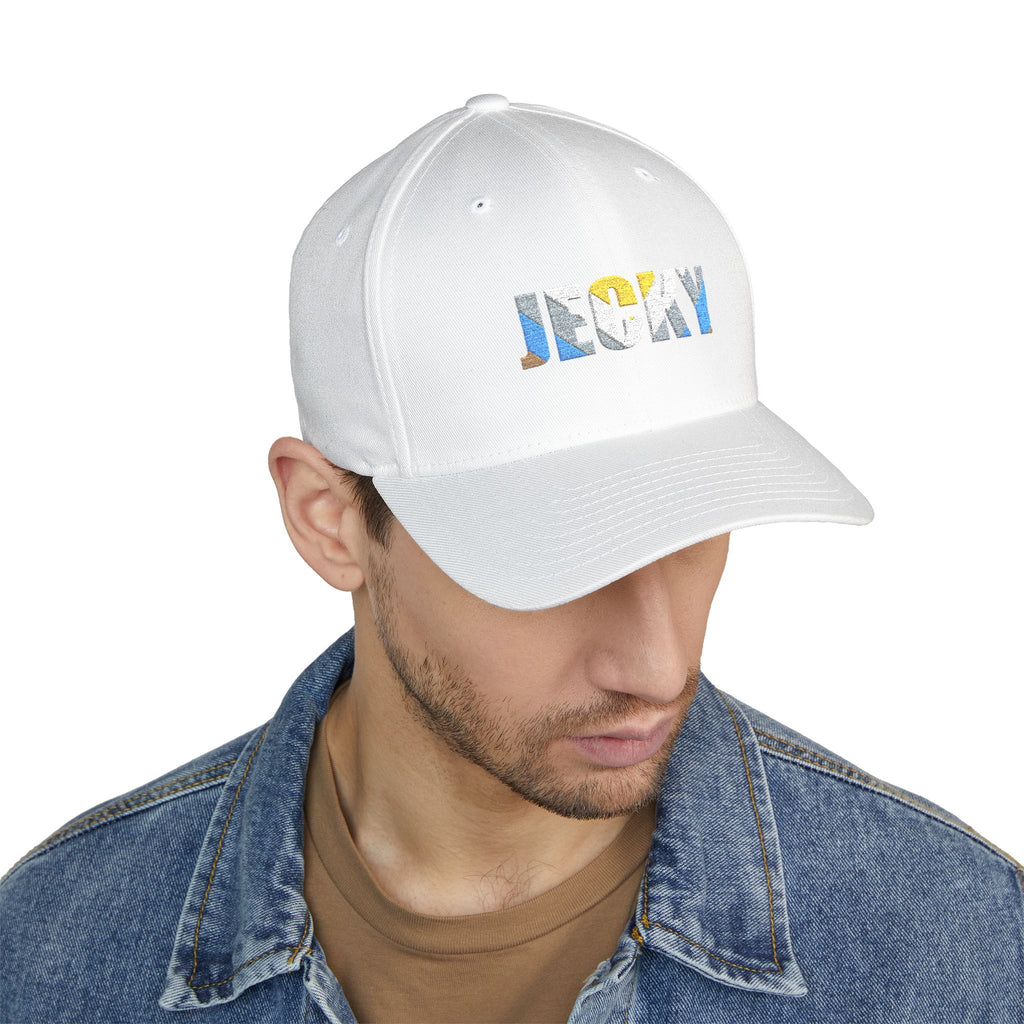 JECKY Text Patch Cap | Embroidered Baseball Hat, Winking Back Detail