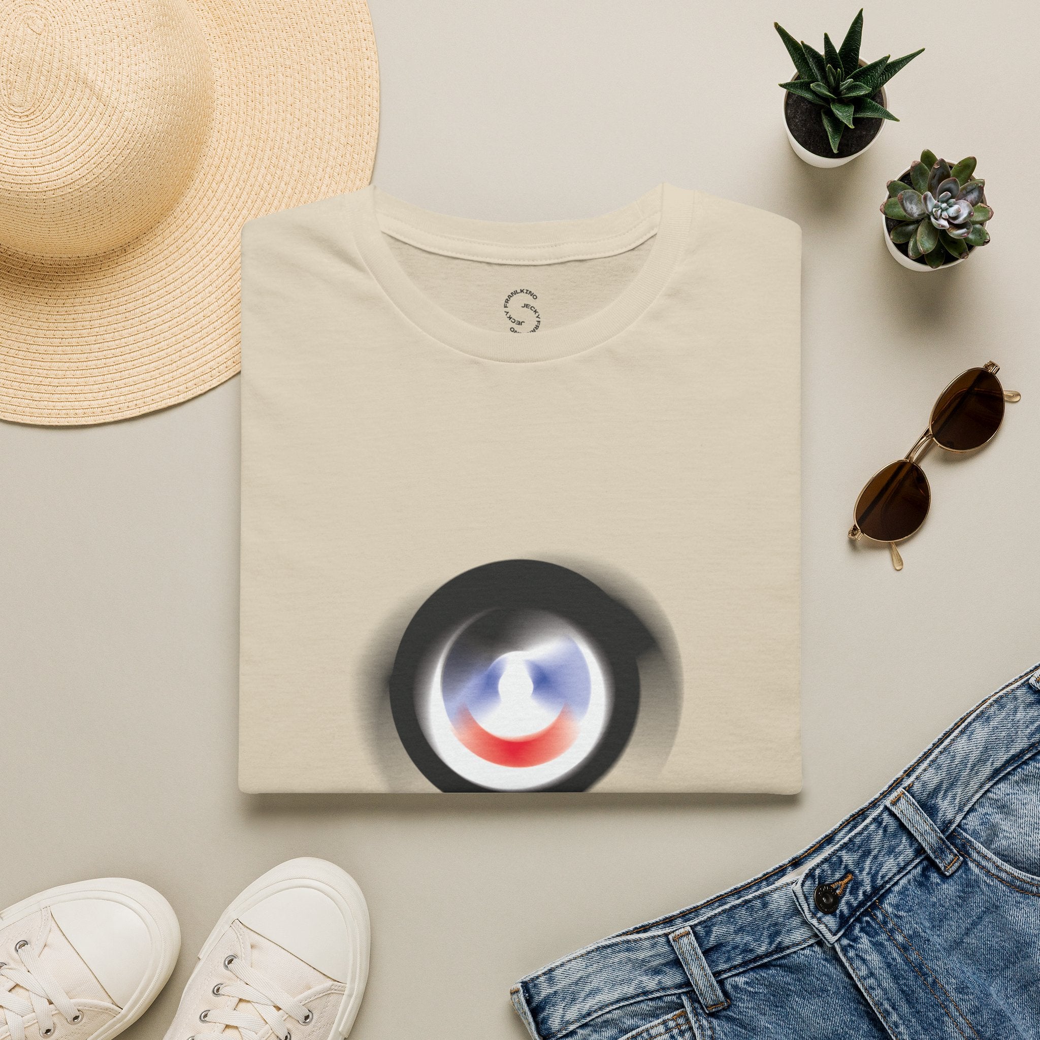 Abstract Color Swirl T-Shirt | Minimal Lens Circle Graphic