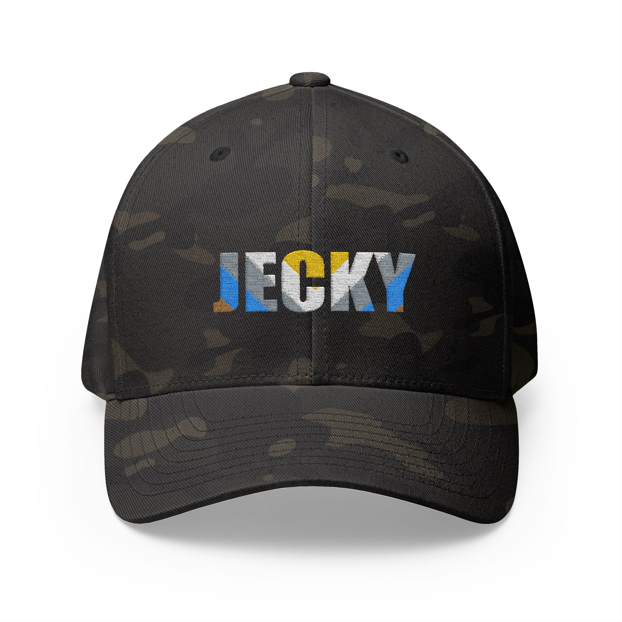 JECKY Text Patch Cap | Embroidered Baseball Hat, Winking Back Detail