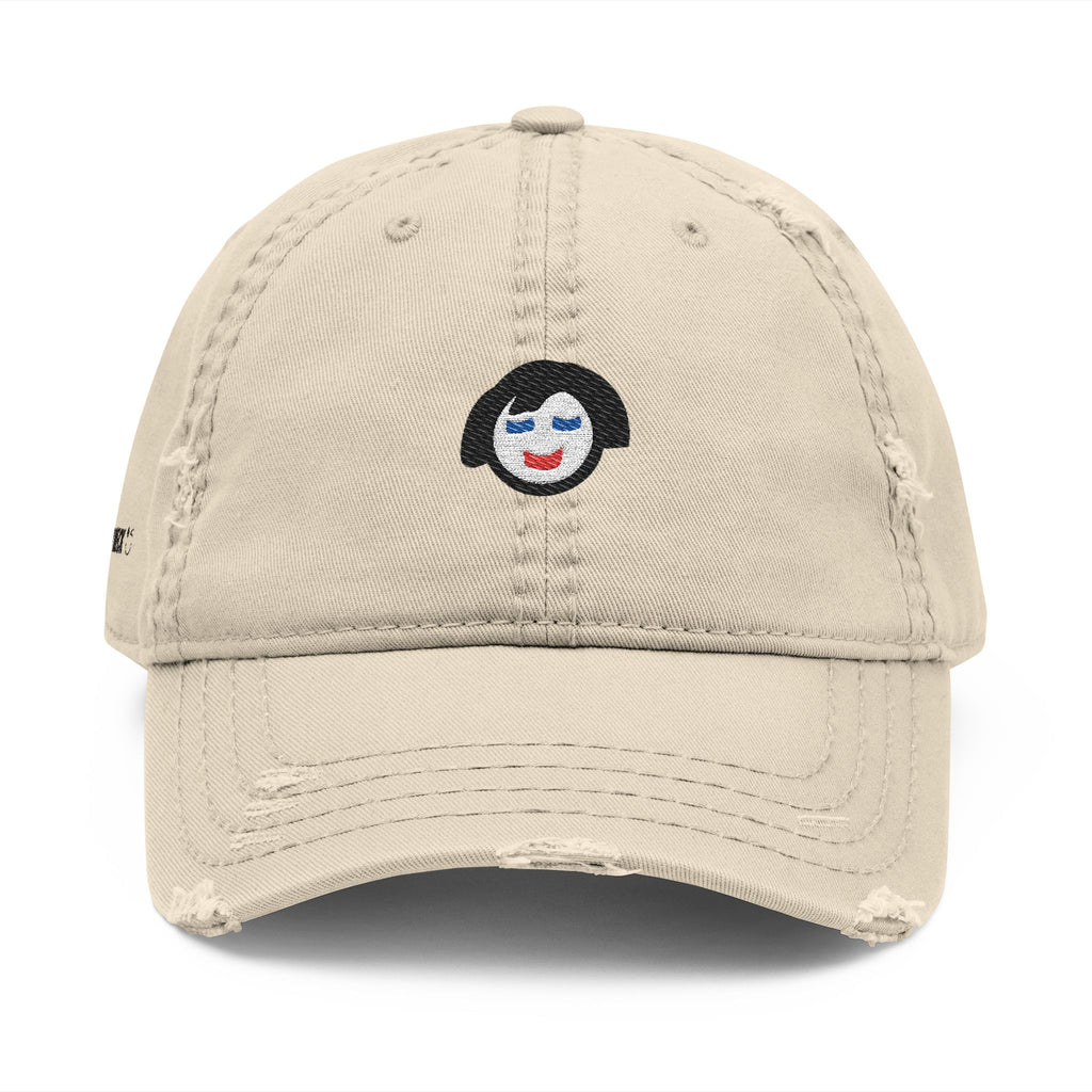 Smiling JECKY  Face Logo  Hat | Embroidered Distressed Cap