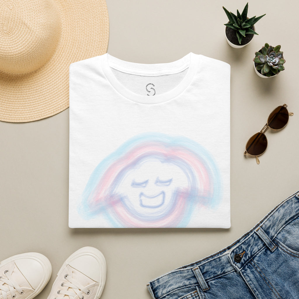 Smiling Rainbow Jecky Frankino Face T-Shirt | Pastel Vaporwave Smile Tee
