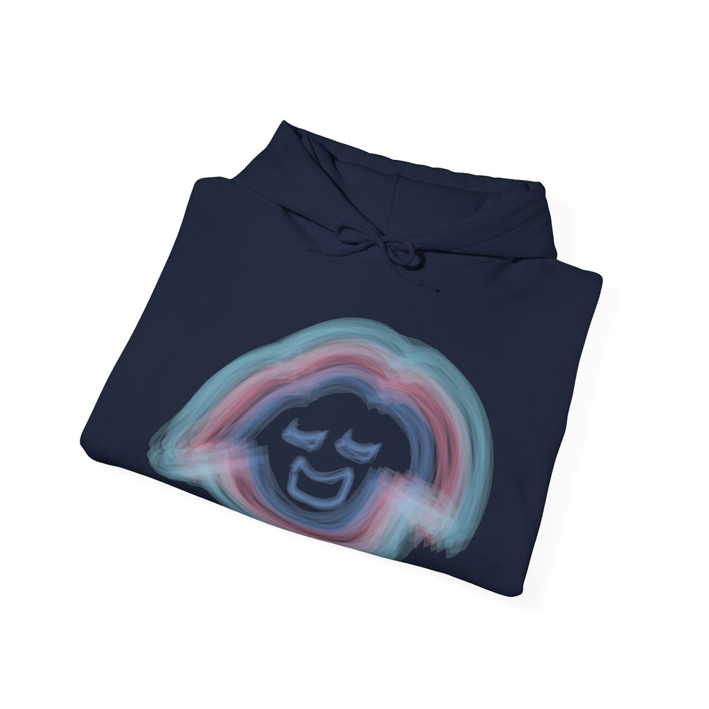 Smiling Rainbow Face JECKY FRANKINO Hoodie | Minimal Pastel Graphic Sweatshirt