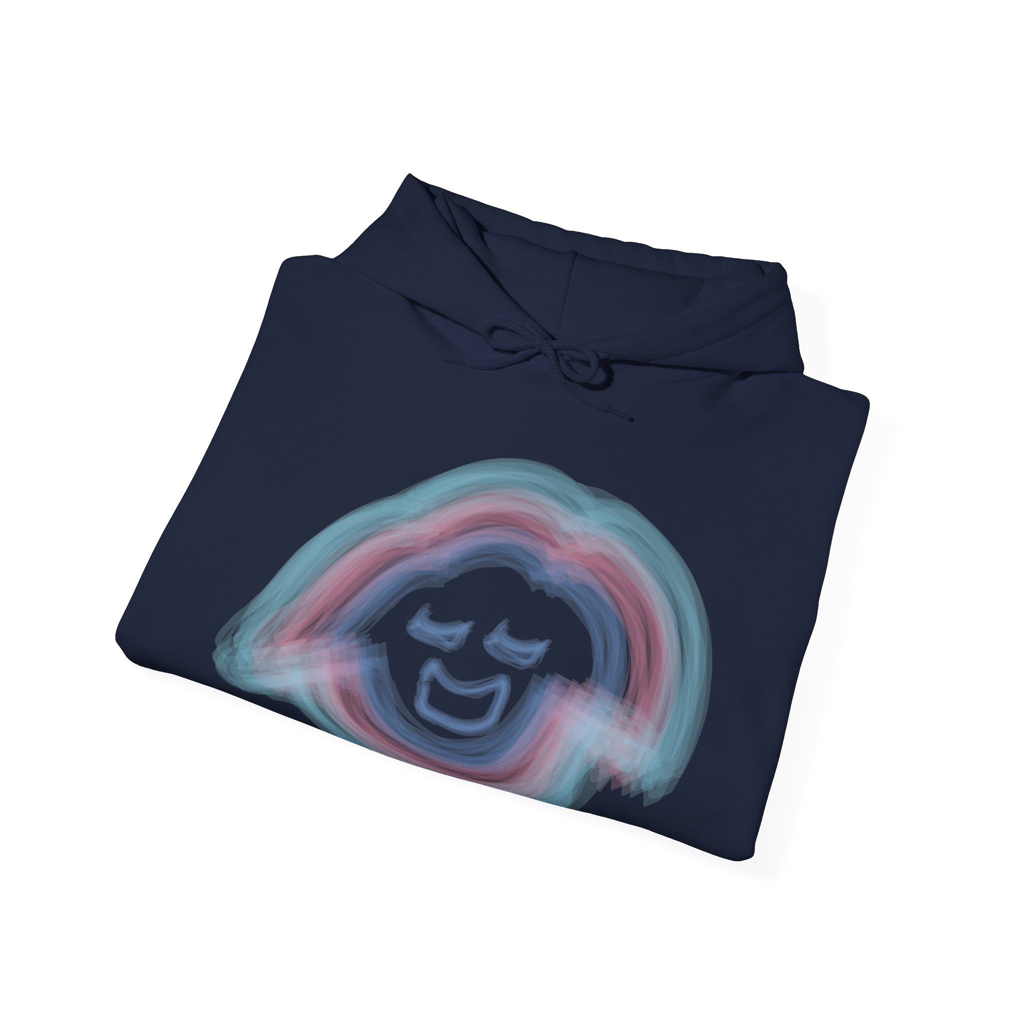Smiling Rainbow Face JECKY FRANKINO Hoodie | Minimal Pastel Graphic Sweatshirt
