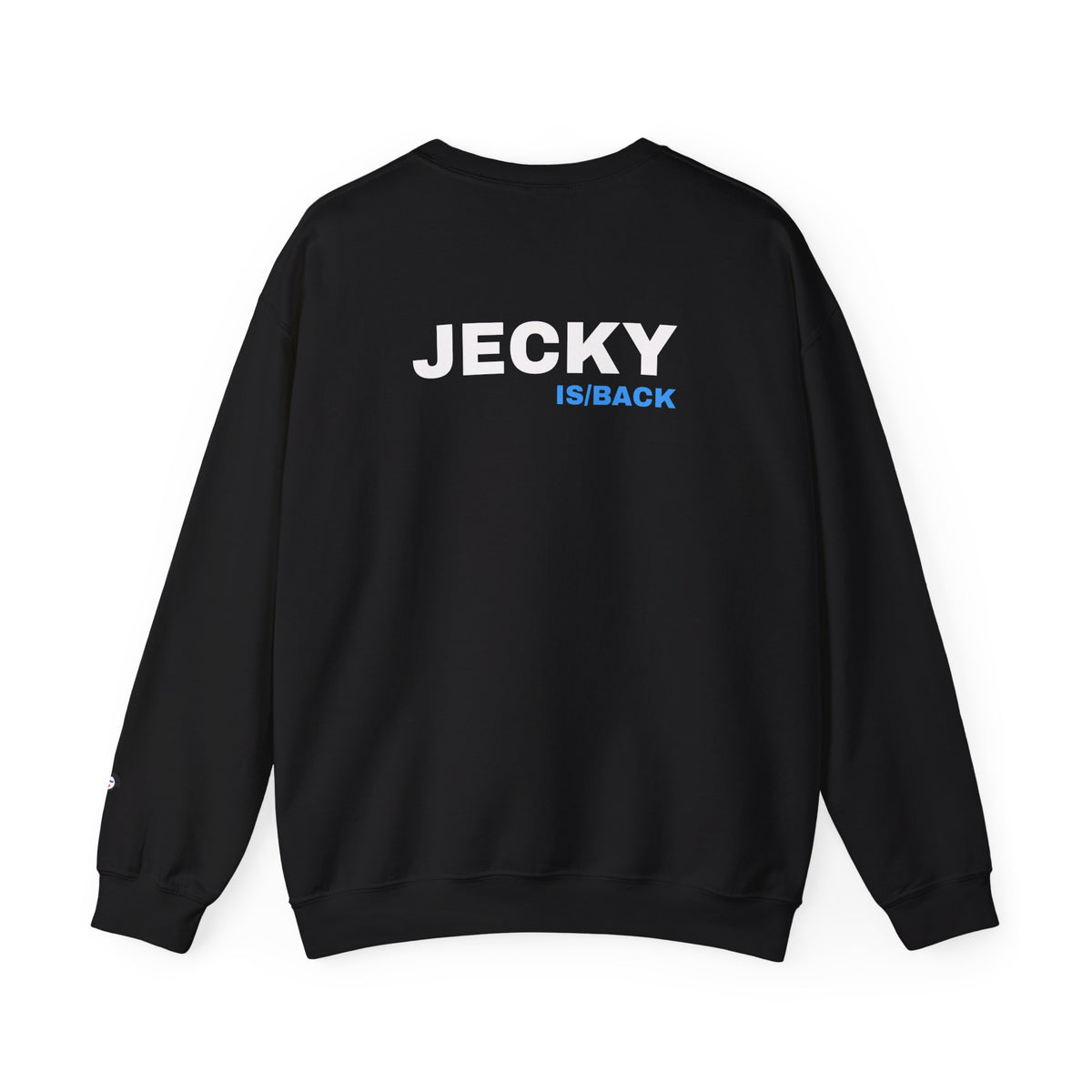 JECKY is/back Crewneck Sweatshirt | Minimal Back Text Design