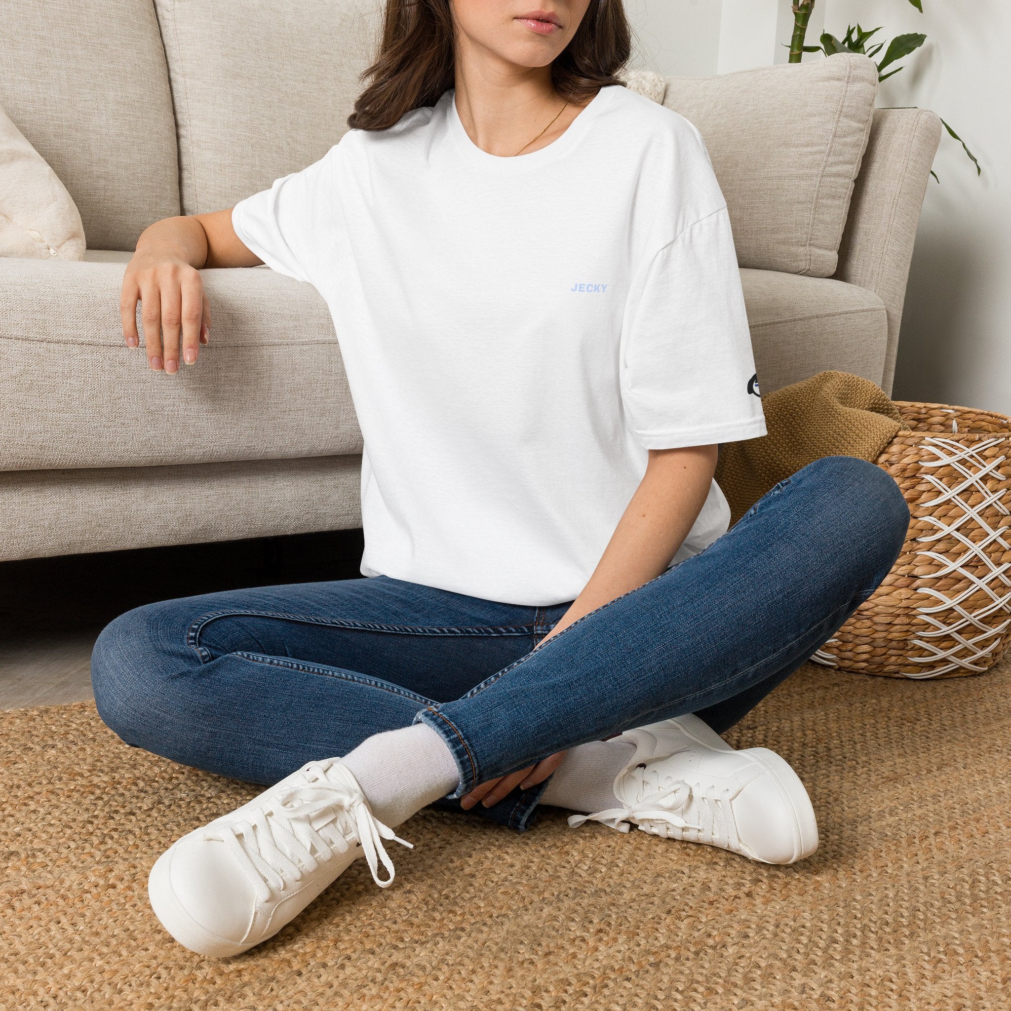 Minimal 'LUCKY' Text Tee, T-Shirt | Small Chest Script Logo