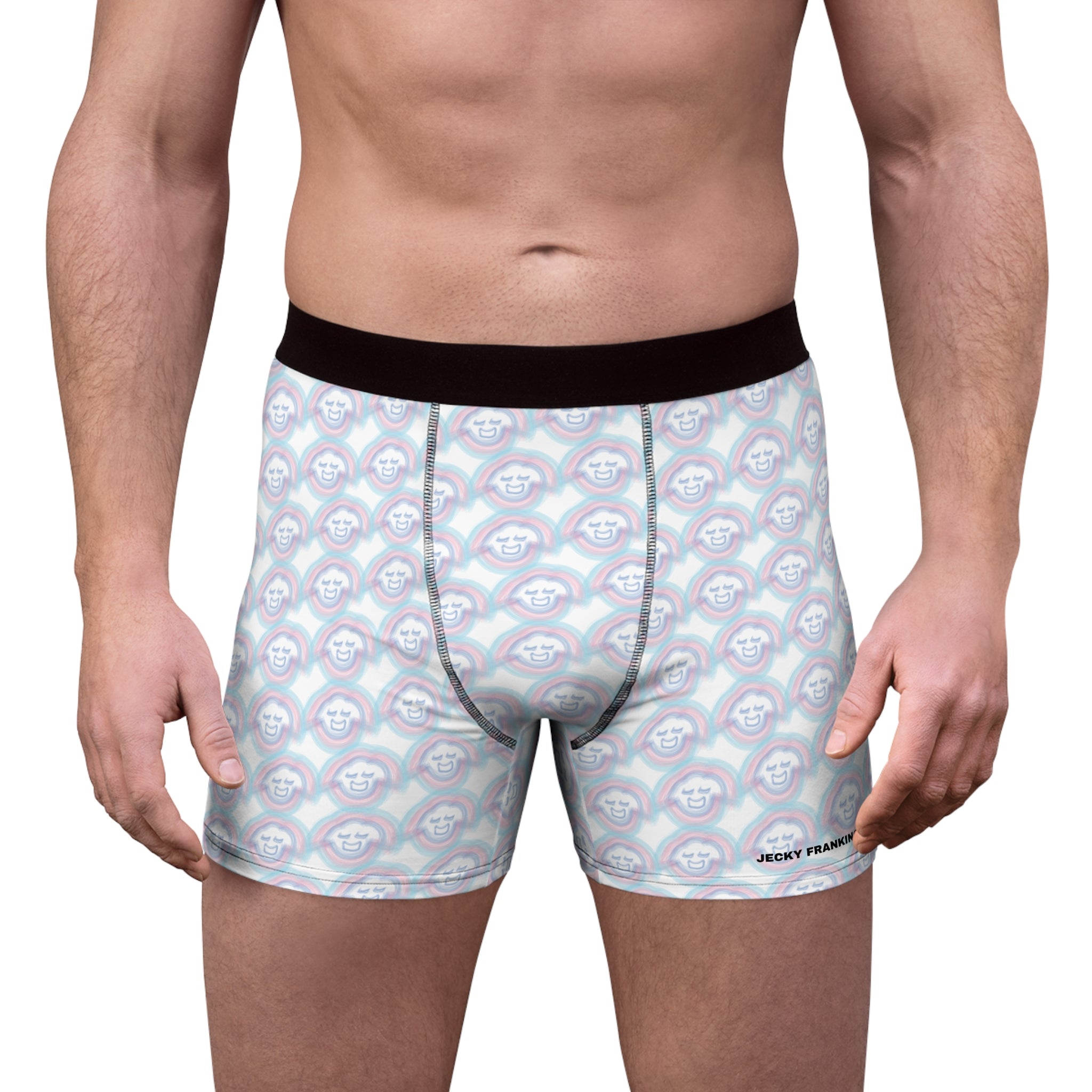 Smiling Monkey Pattern Boxer Briefs | All-Over Print Trippy Retro Face