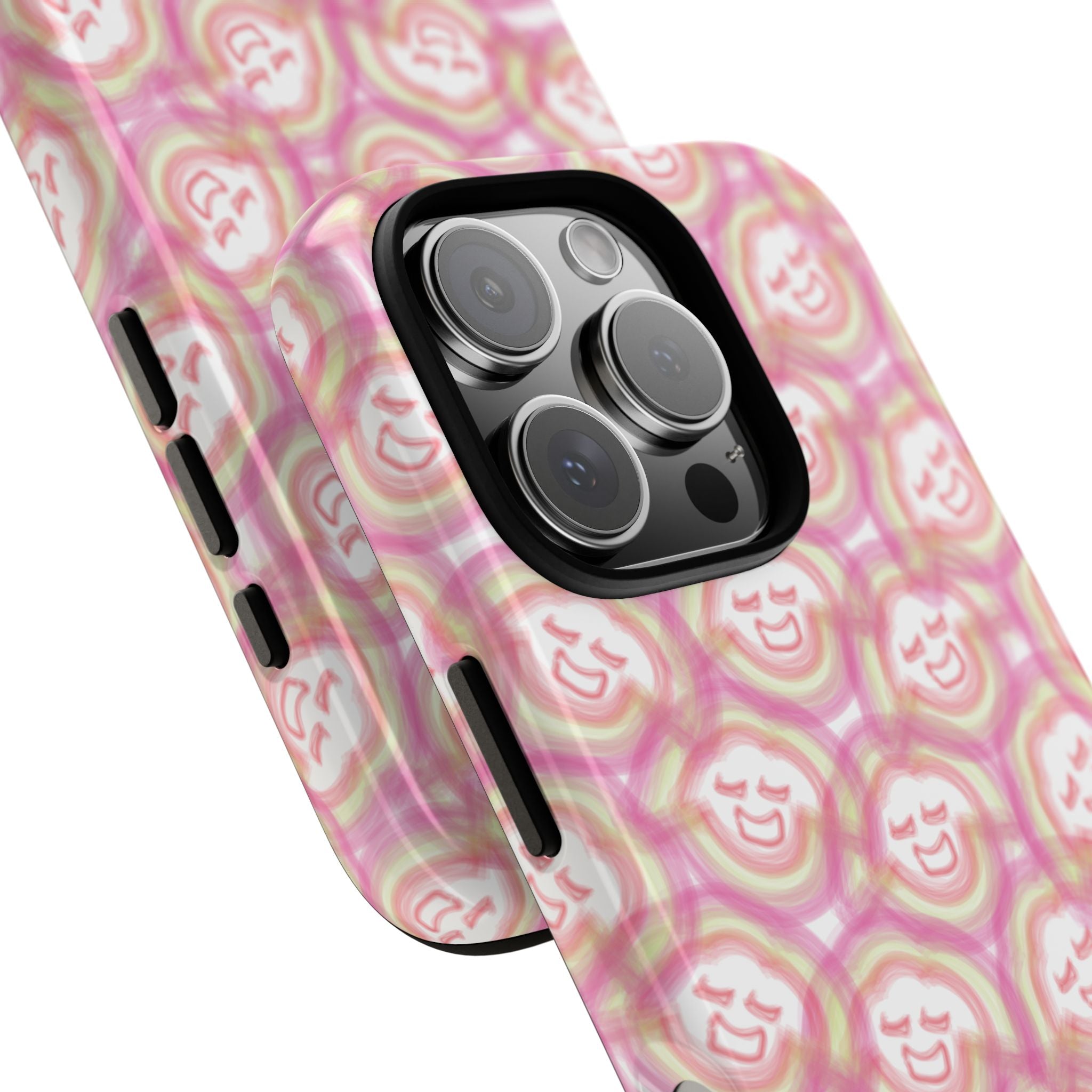 Pink Smiley JF Pattern Phone Case | Cute Repeating Emoji Design