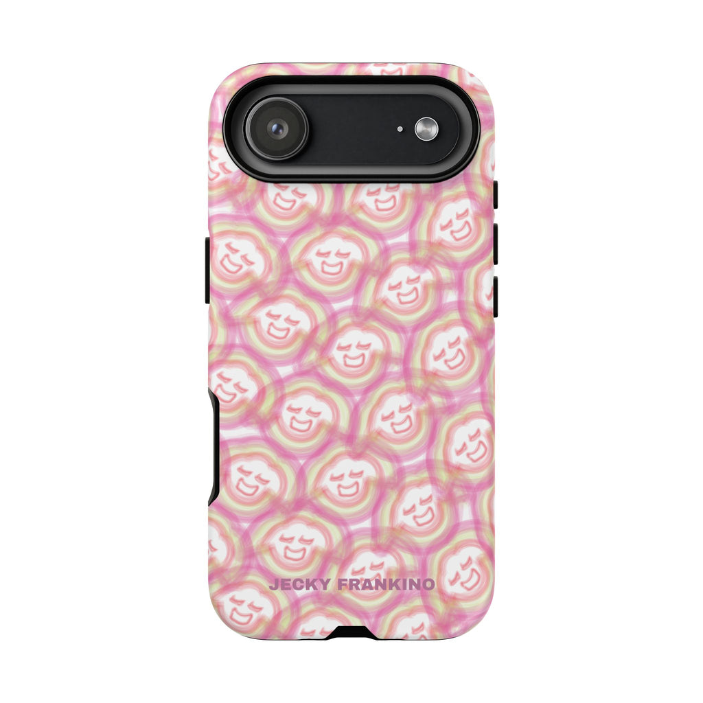 Pink Smiley JF Pattern Phone Case | Cute Repeating Emoji Design