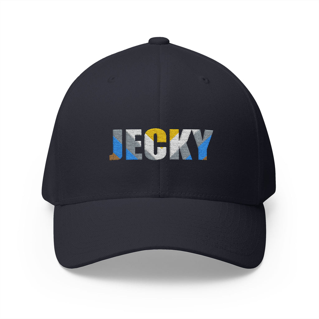JECKY Text Patch Cap | Embroidered Baseball Hat, Winking Back Detail