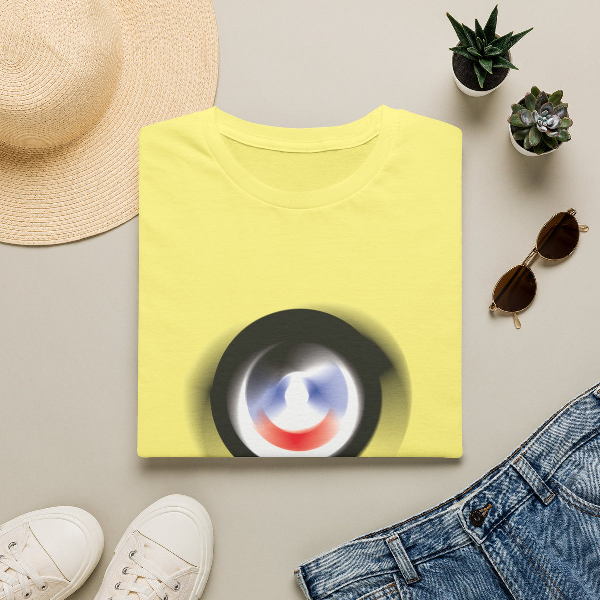 Abstract Color Swirl T-Shirt | Minimal Lens Circle Graphic