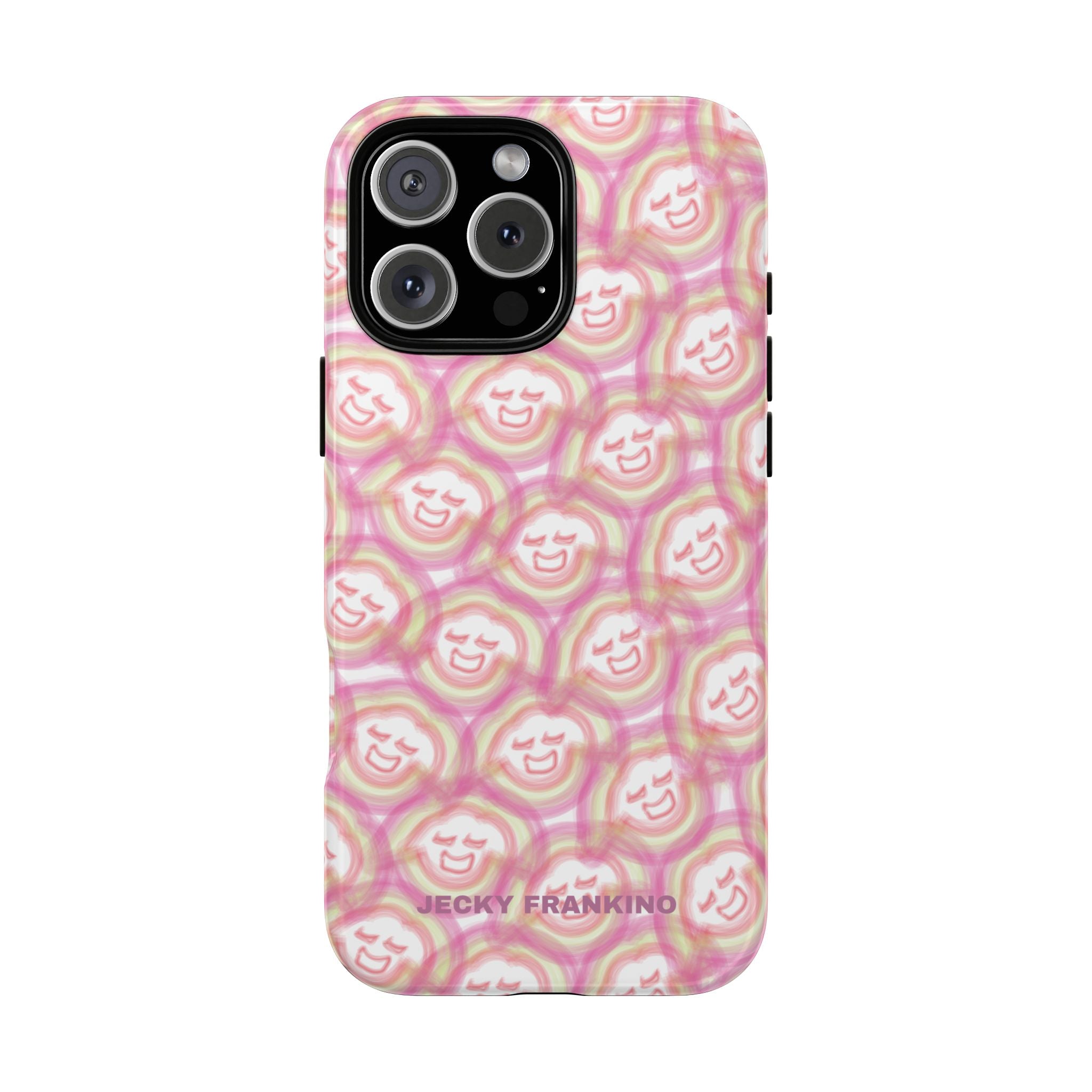 Pink Smiley JF Pattern Phone Case | Cute Repeating Emoji Design