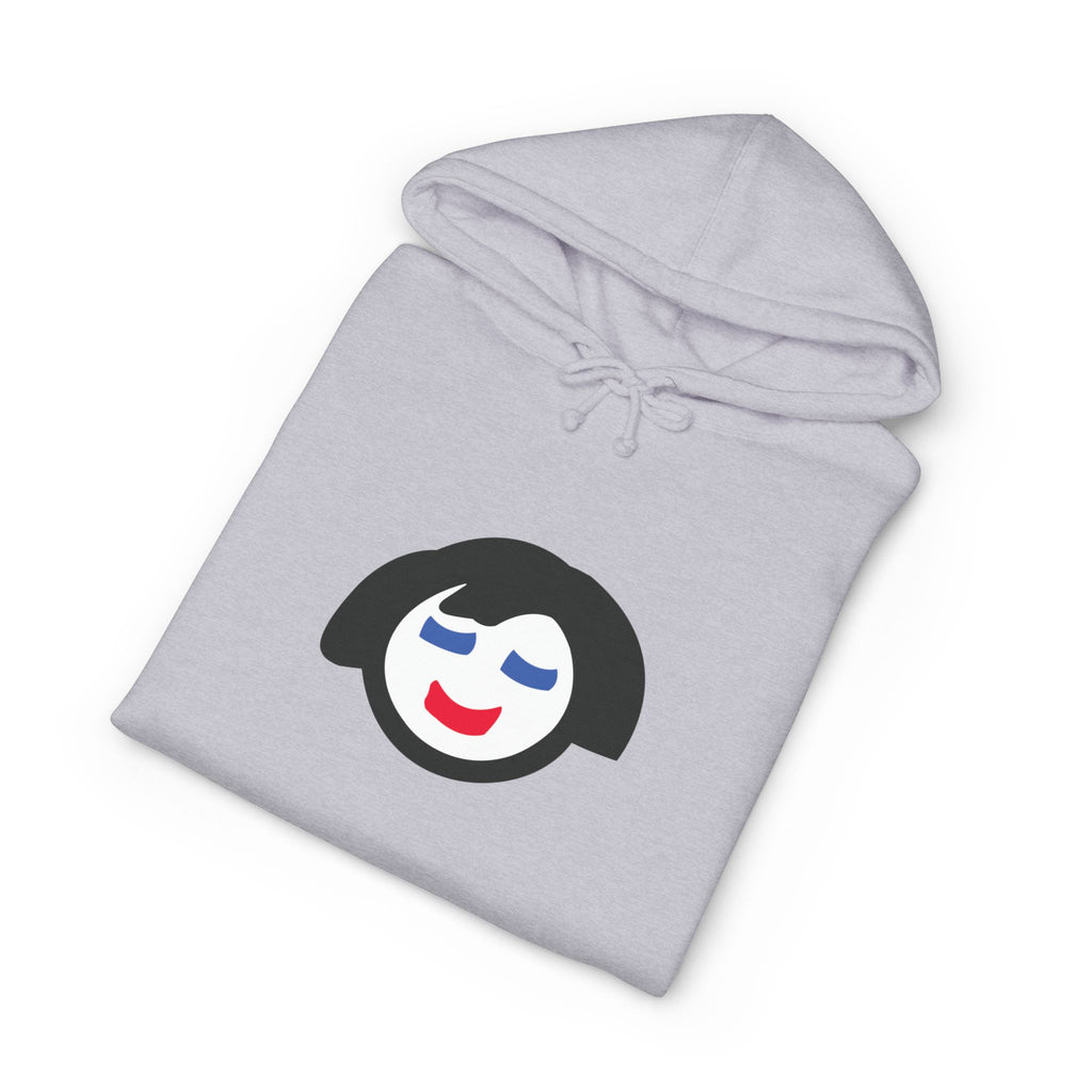 Smiling Face Graphic Hoodie | Minimal Portrait, White Hooded Sweatshirt