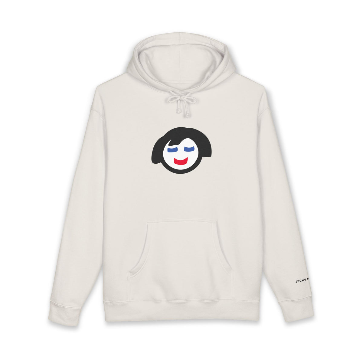 Smiling Face Graphic Hoodie | Minimal Portrait, White Hooded Sweatshirt