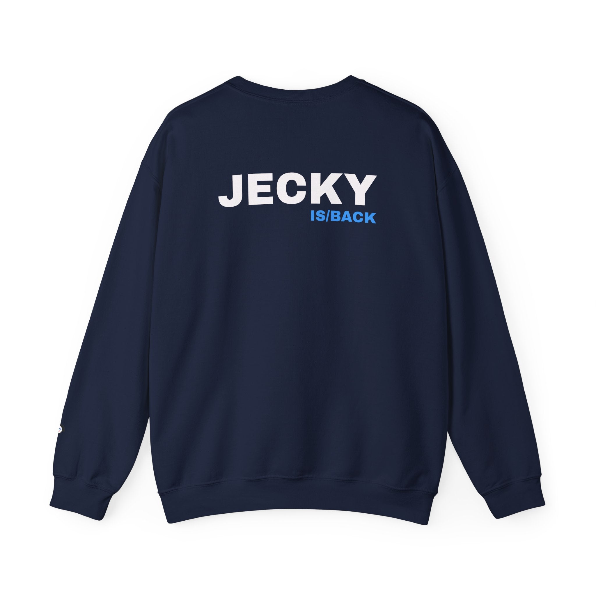 JECKY is/back Crewneck Sweatshirt | Minimal Back Text Design